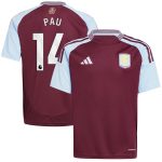 aston villa adidas home shirt 2024-25 – kids with pau 14 printing Collection | Aston Villa Jerseys for True Fans