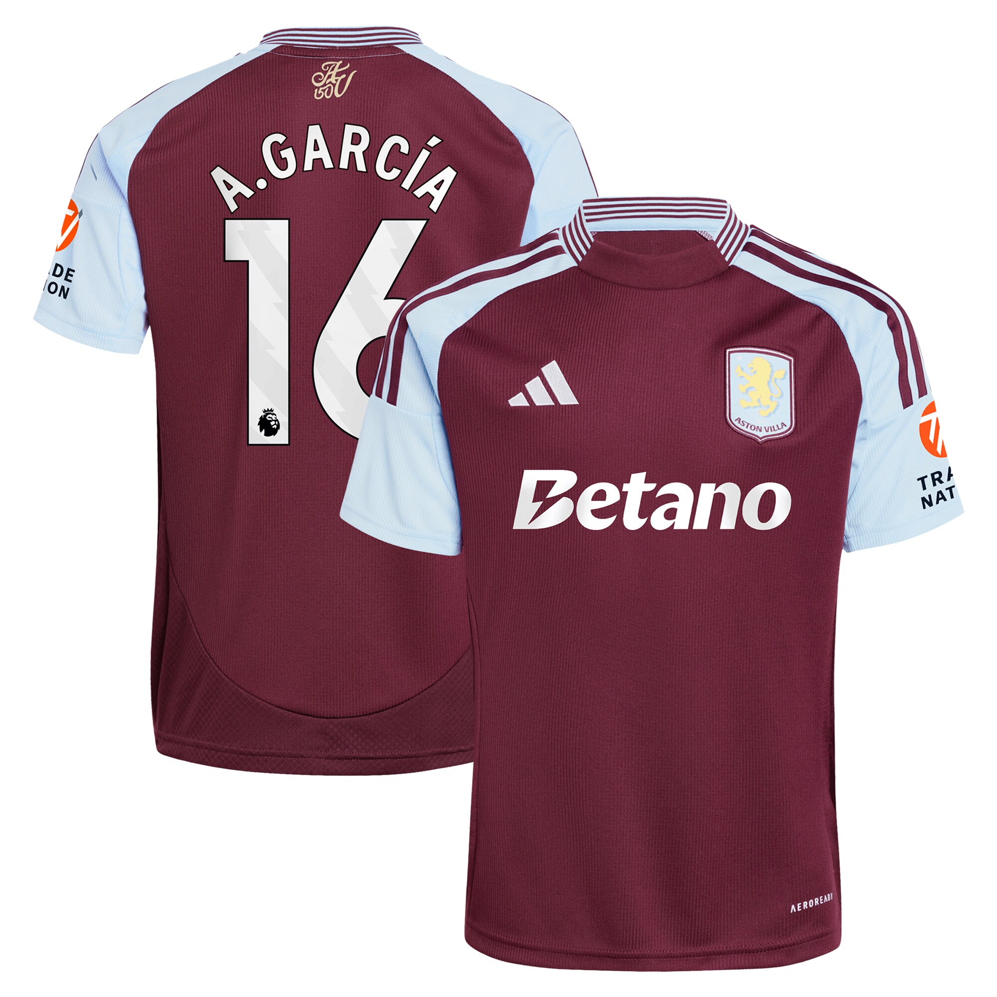 aston villa adidas home shirt 2024-25 with a.garcía 16 printing Collection | Aston Villa Jerseys for True Fans