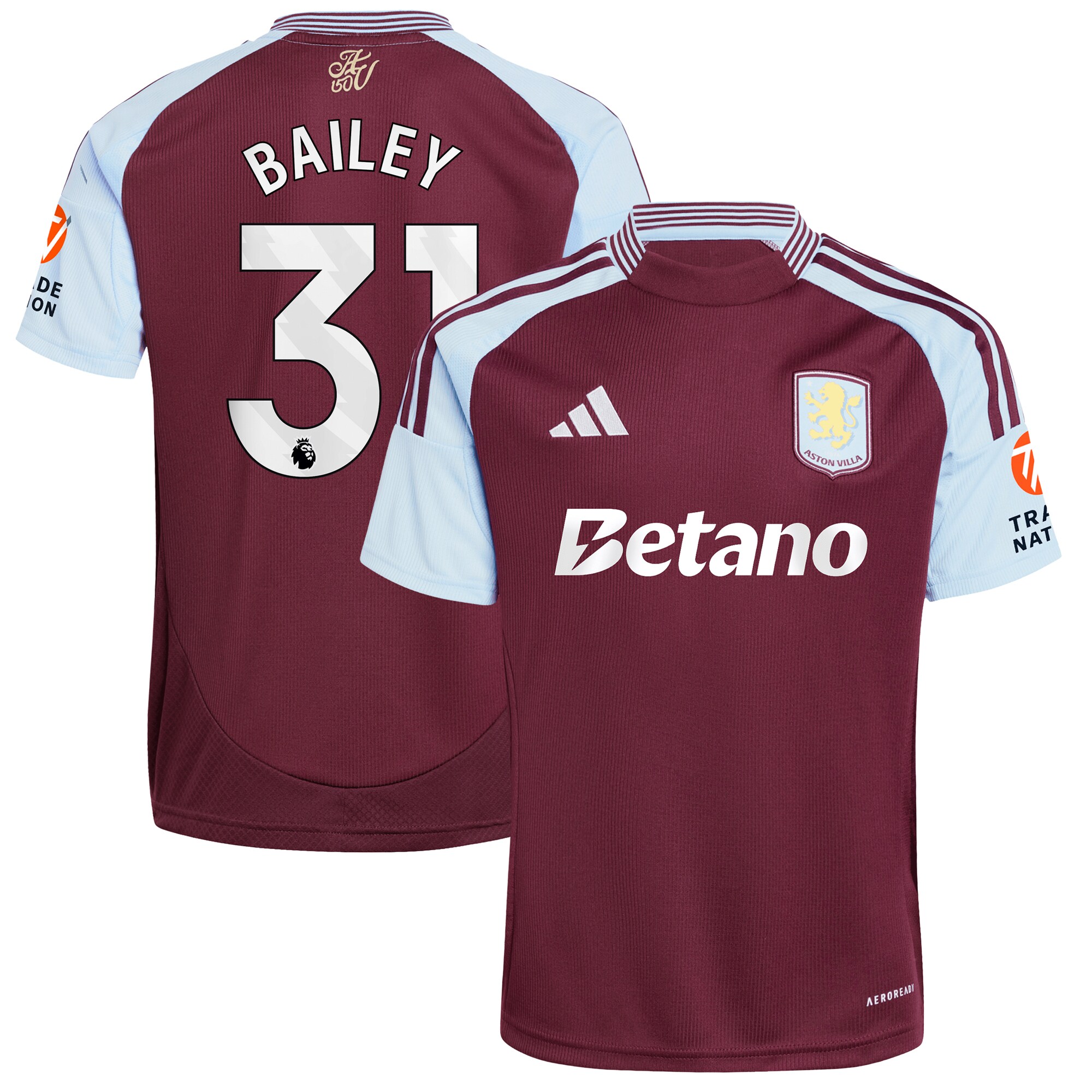 aston villa adidas home shirt 2024-25 with bailey 31 printing Collection | Aston Villa Jerseys for True Fans