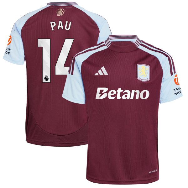 aston villa adidas home shirt 2024-25 with pau 14 printing Collection | Aston Villa Jerseys for True Fans