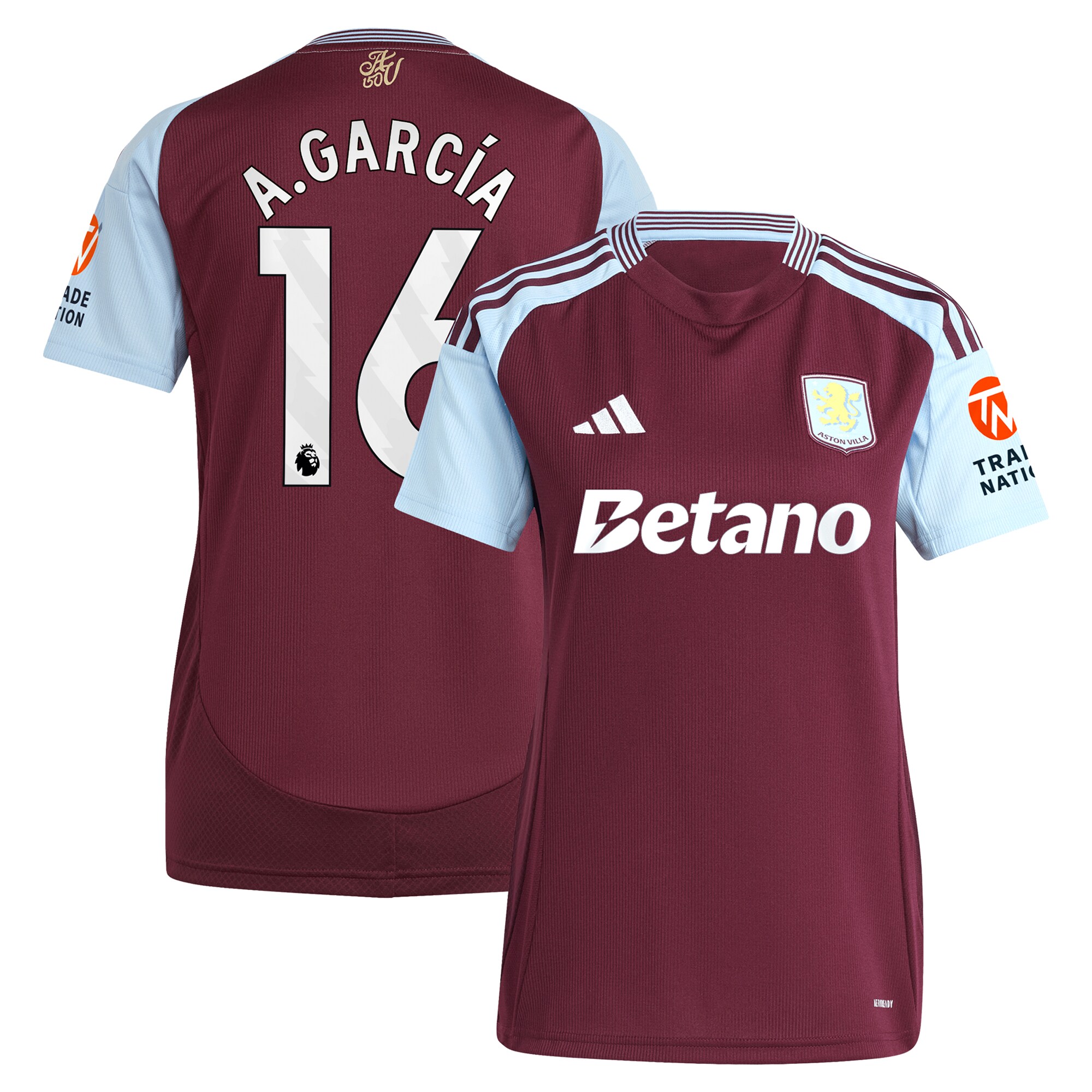 aston villa adidas home shirt 2024-25 – womens with a.garcía 16 printing Collection | Aston Villa Jerseys for True Fans