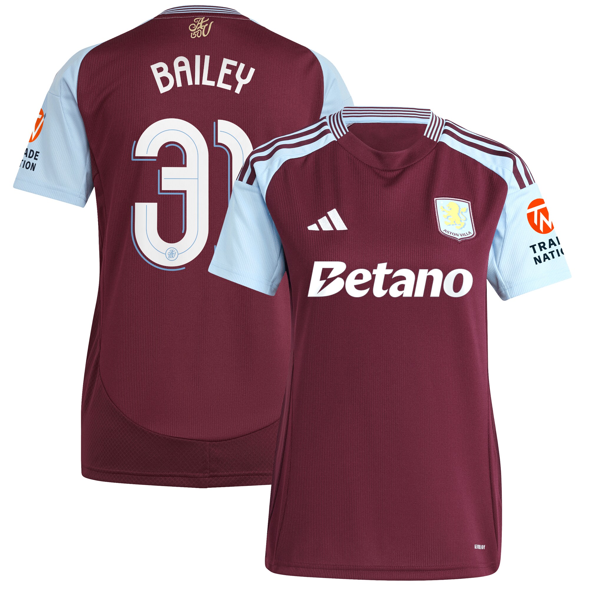 aston villa adidas home shirt 2024-25 – womens with bailey 31 cup printing Collection | Aston Villa Jerseys for True Fans