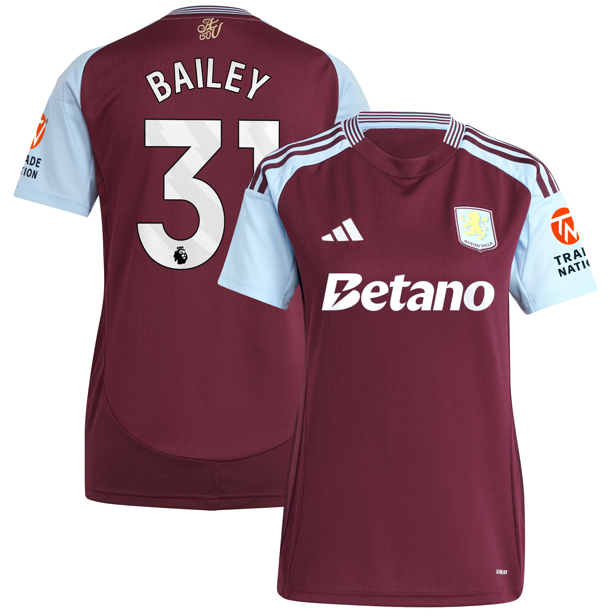 aston villa adidas home shirt 2024-25 – womens with bailey 31 printing Collection | Aston Villa Jerseys for True Fans