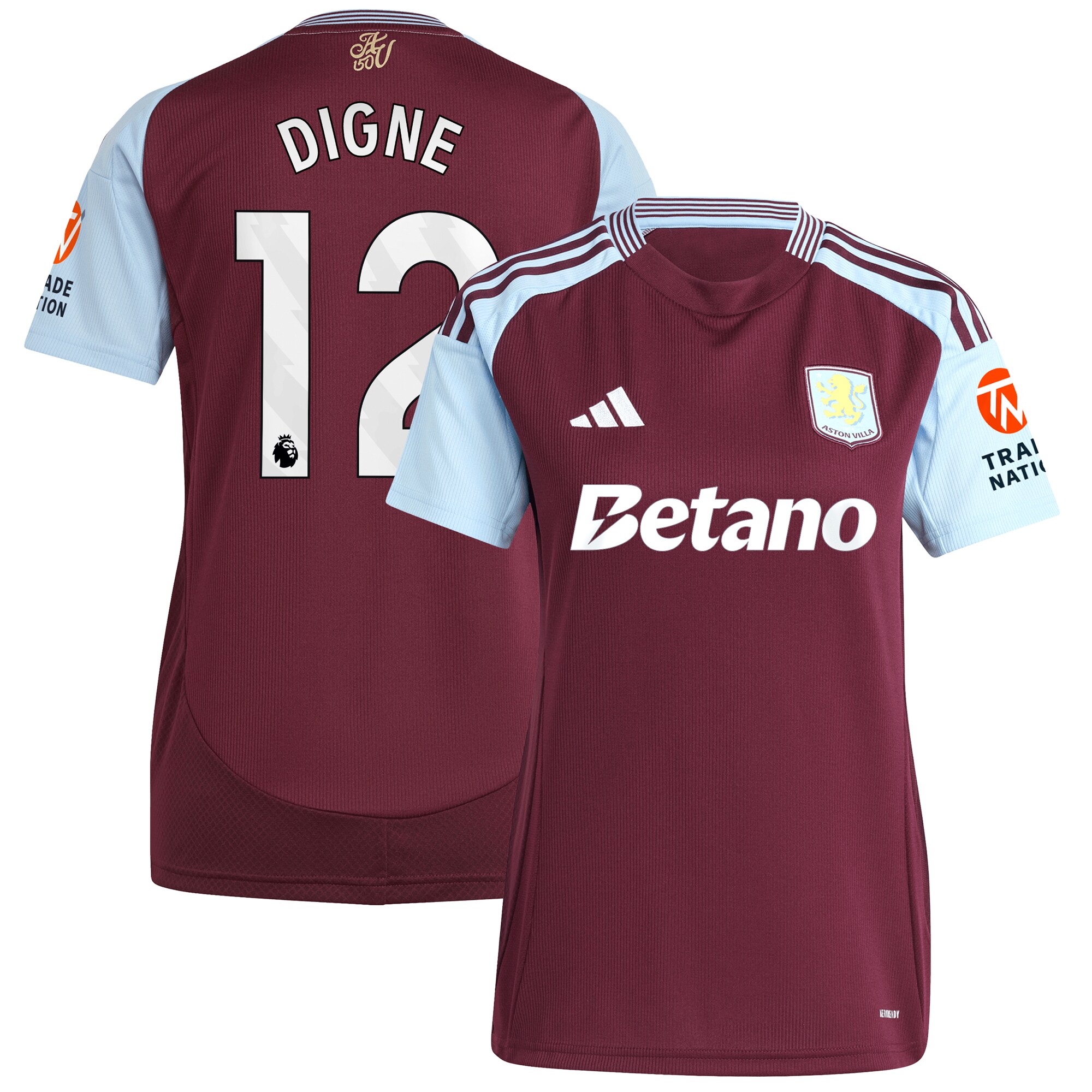 aston villa adidas home shirt 2024-25 – womens with digne 12 printing Collection | Aston Villa Jerseys for True Fans