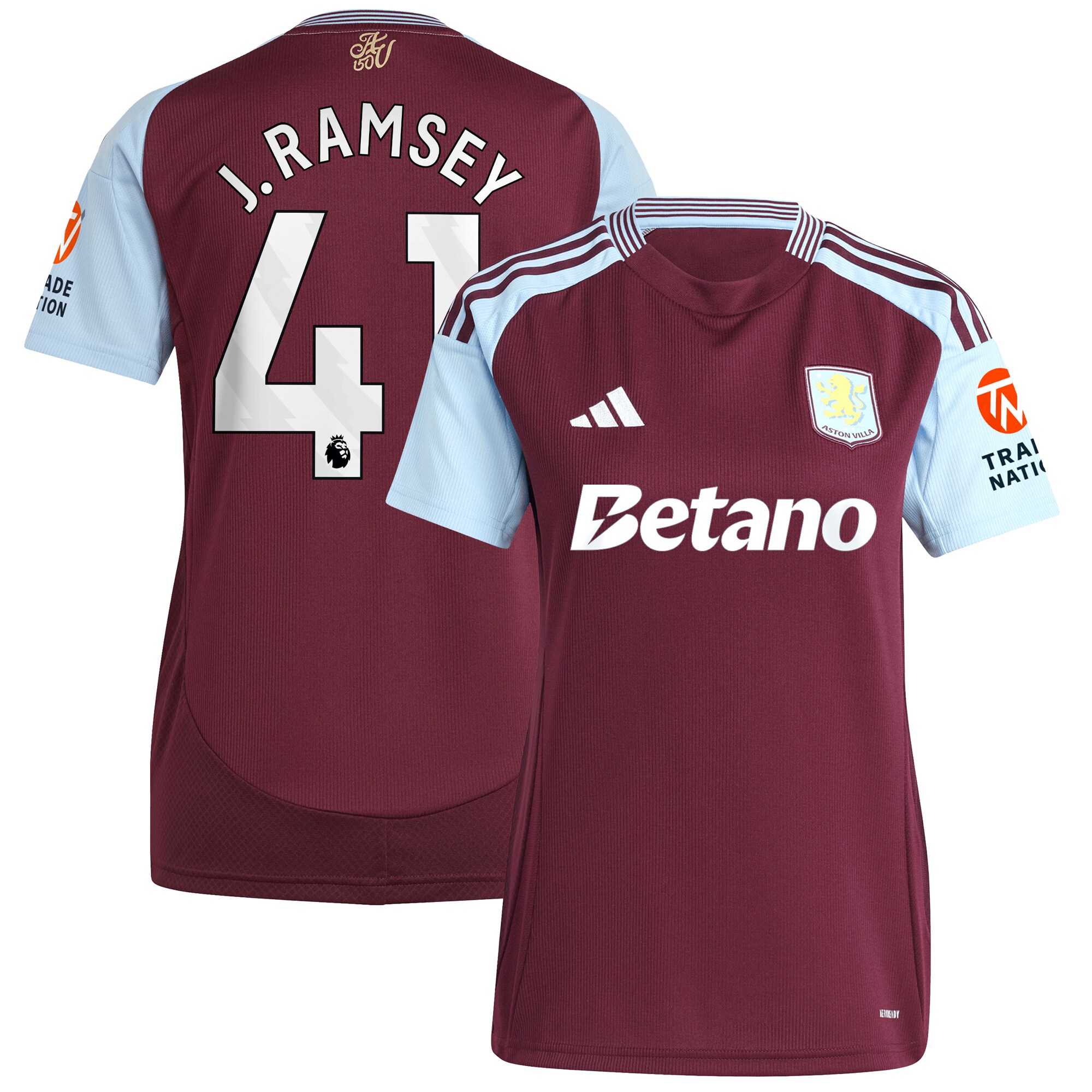aston villa adidas home shirt 2024-25 – womens with j. ramsey 41 printing Collection | Aston Villa Jerseys for True Fans