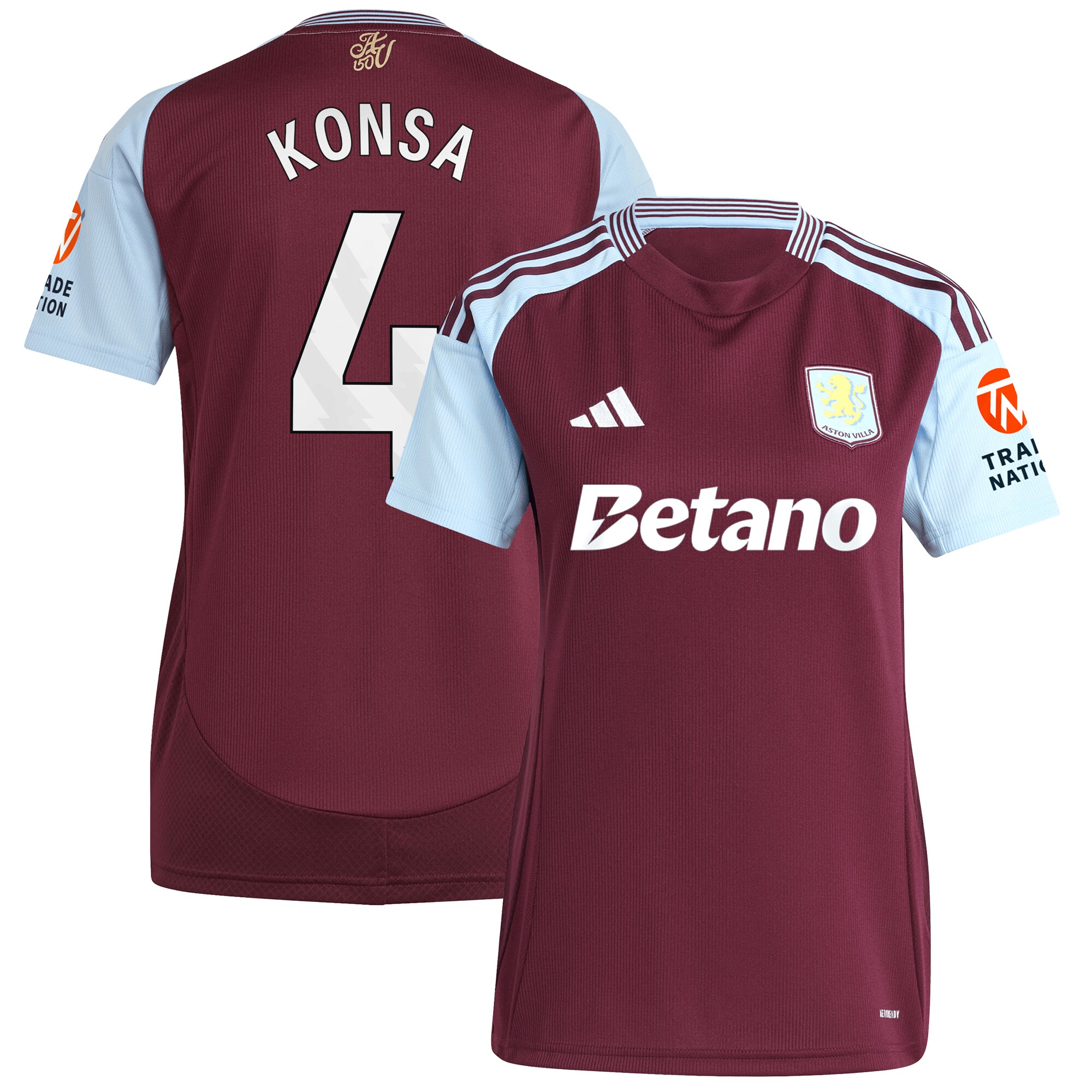 aston villa adidas home shirt 2024-25 – womens with konsa 4 printing Collection | Aston Villa Jerseys for True Fans