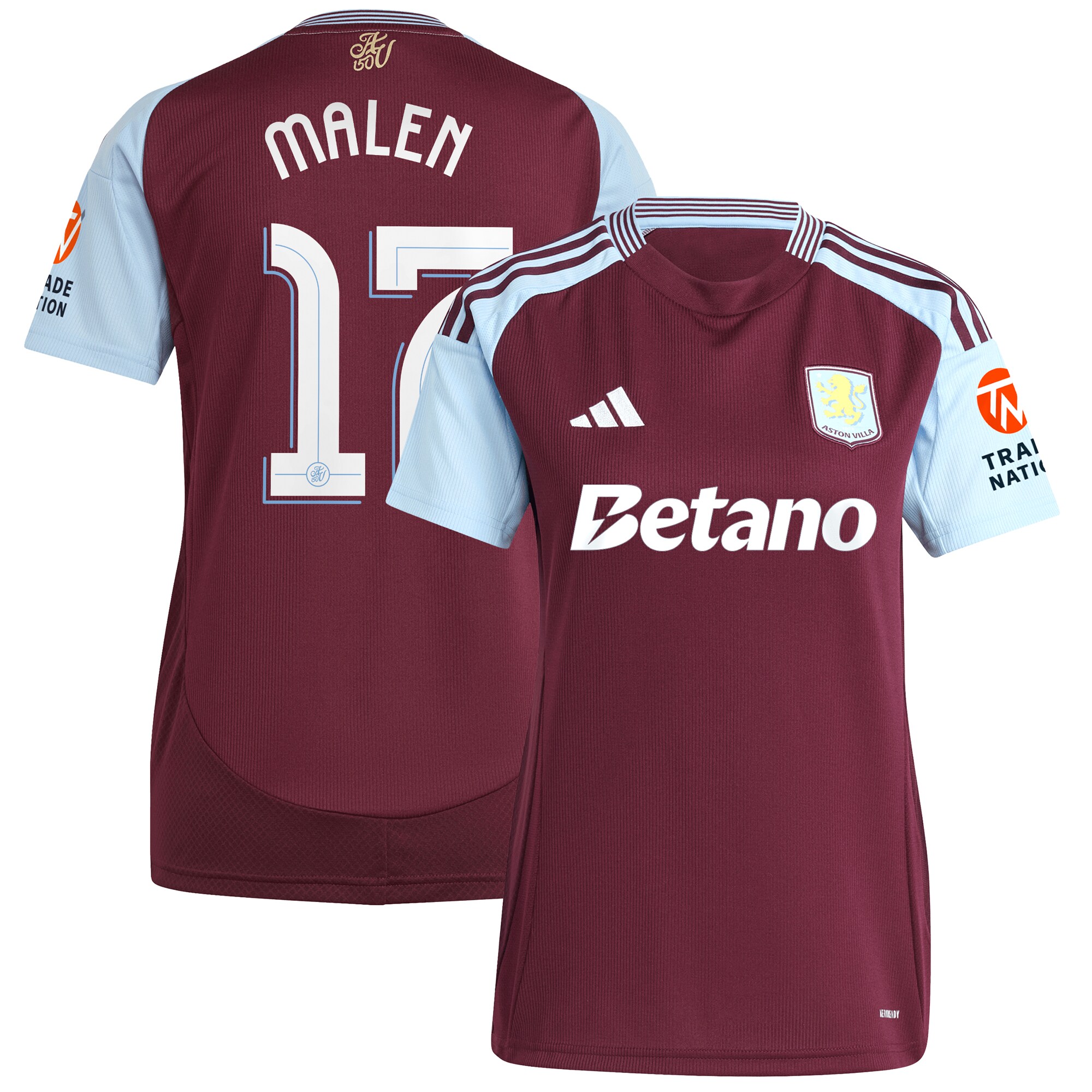 aston villa adidas home shirt 2024-25 – womens with malen 17 cup printing Collection | Aston Villa Jerseys for True Fans