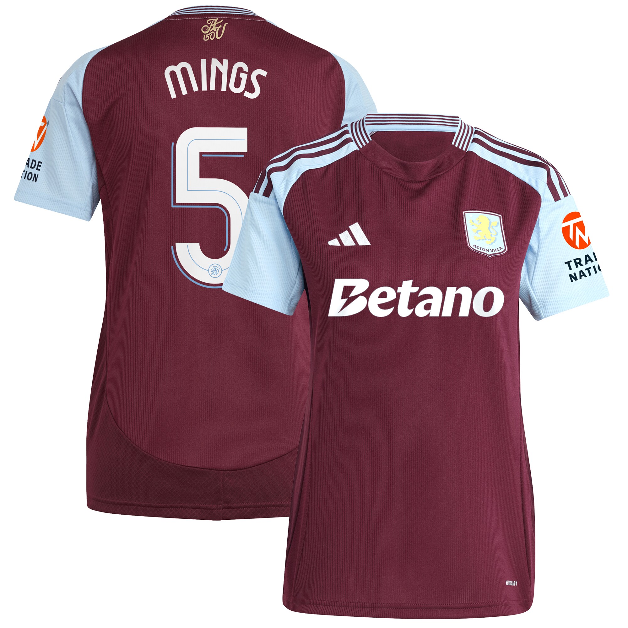 aston villa adidas home shirt 2024-25 – womens with mings 5 cup printing Collection | Aston Villa Jerseys for True Fans