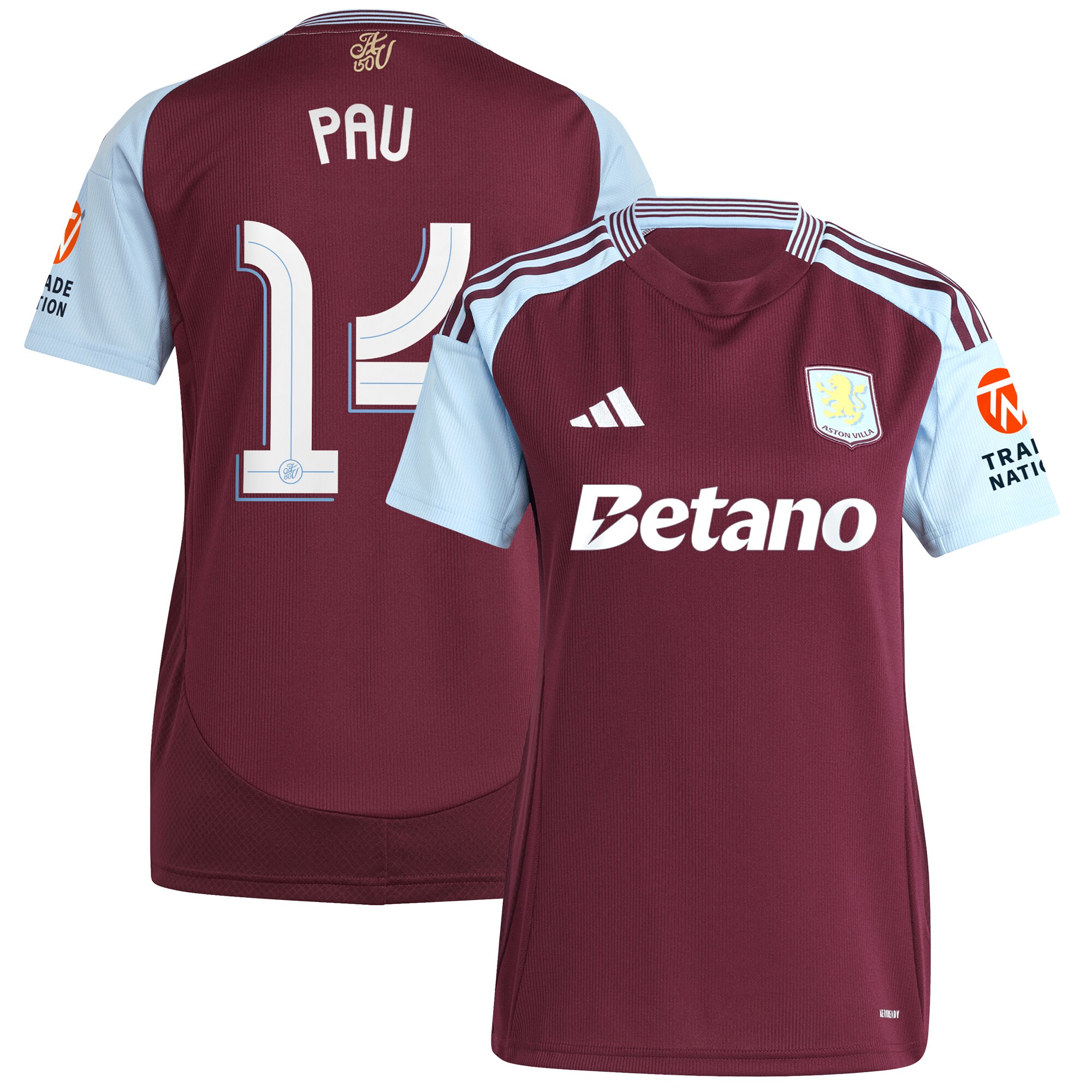 aston villa adidas home shirt 2024-25 – womens with pau 14 cup printing Collection | Aston Villa Jerseys for True Fans