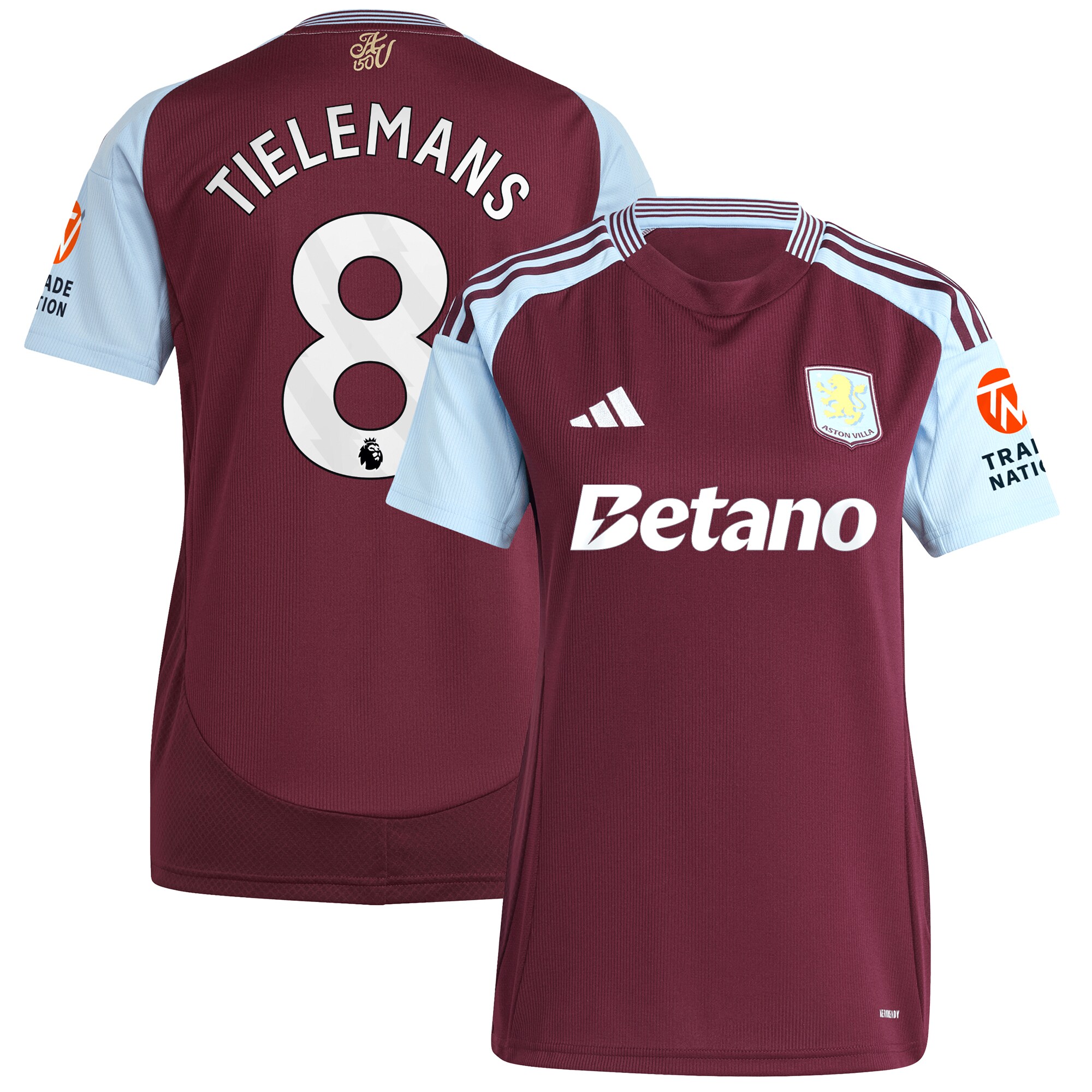 aston villa adidas home shirt 2024-25 – womens with tielemans 8 printing Collection | Aston Villa Jerseys for True Fans