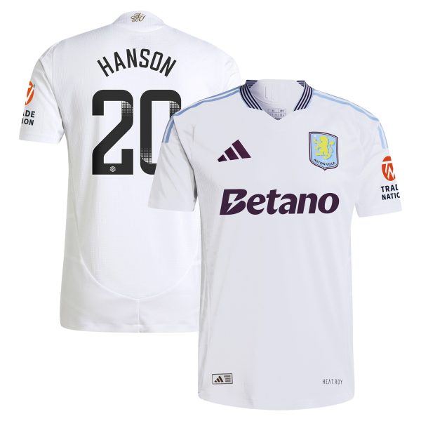 aston villa wsl adidas away authentic shirt 2024-25 with hanson 20 printing Collection | Aston Villa Jerseys for True Fans