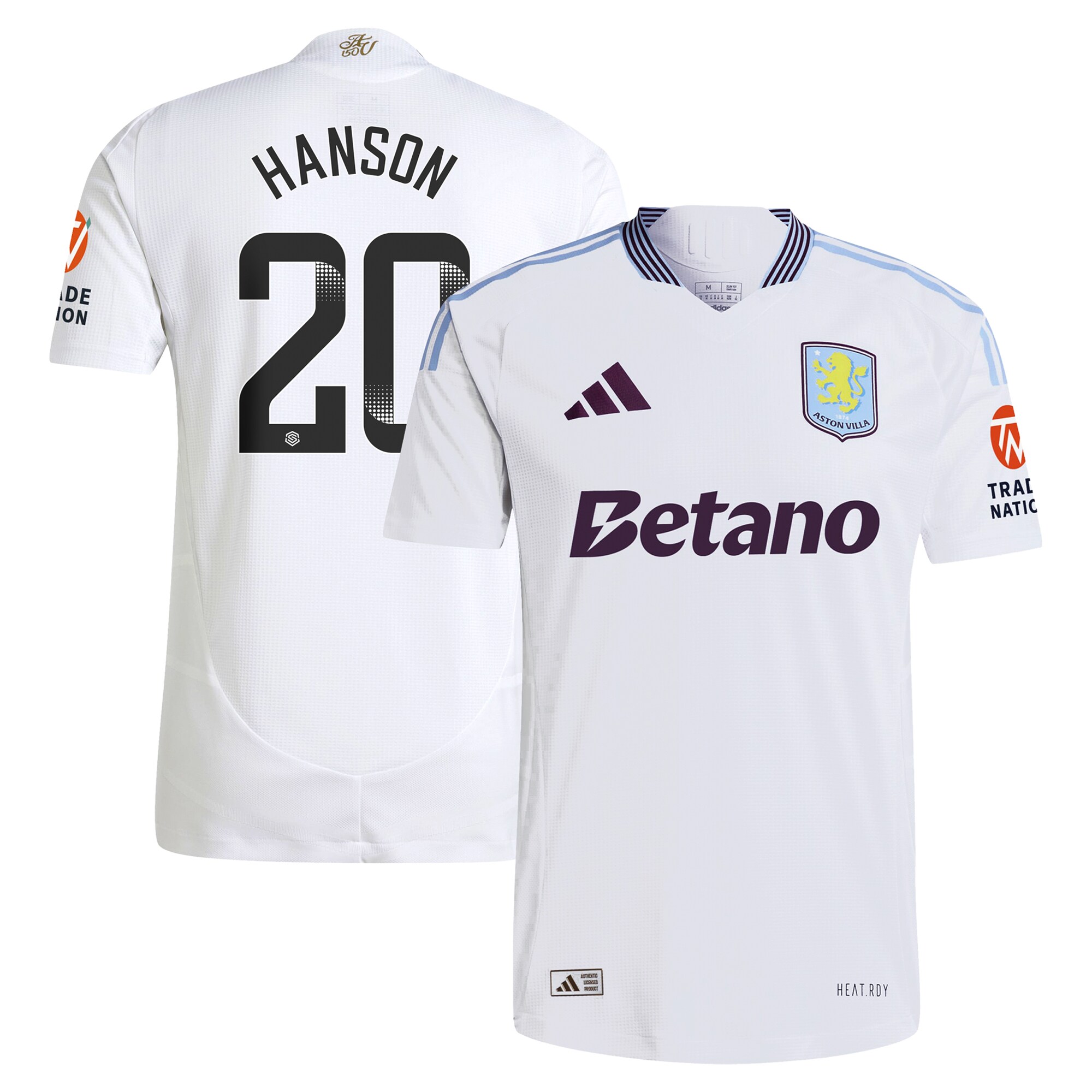 aston villa wsl adidas away authentic shirt 2024-25 with hanson 20 printing Collection | Aston Villa Jerseys for True Fans