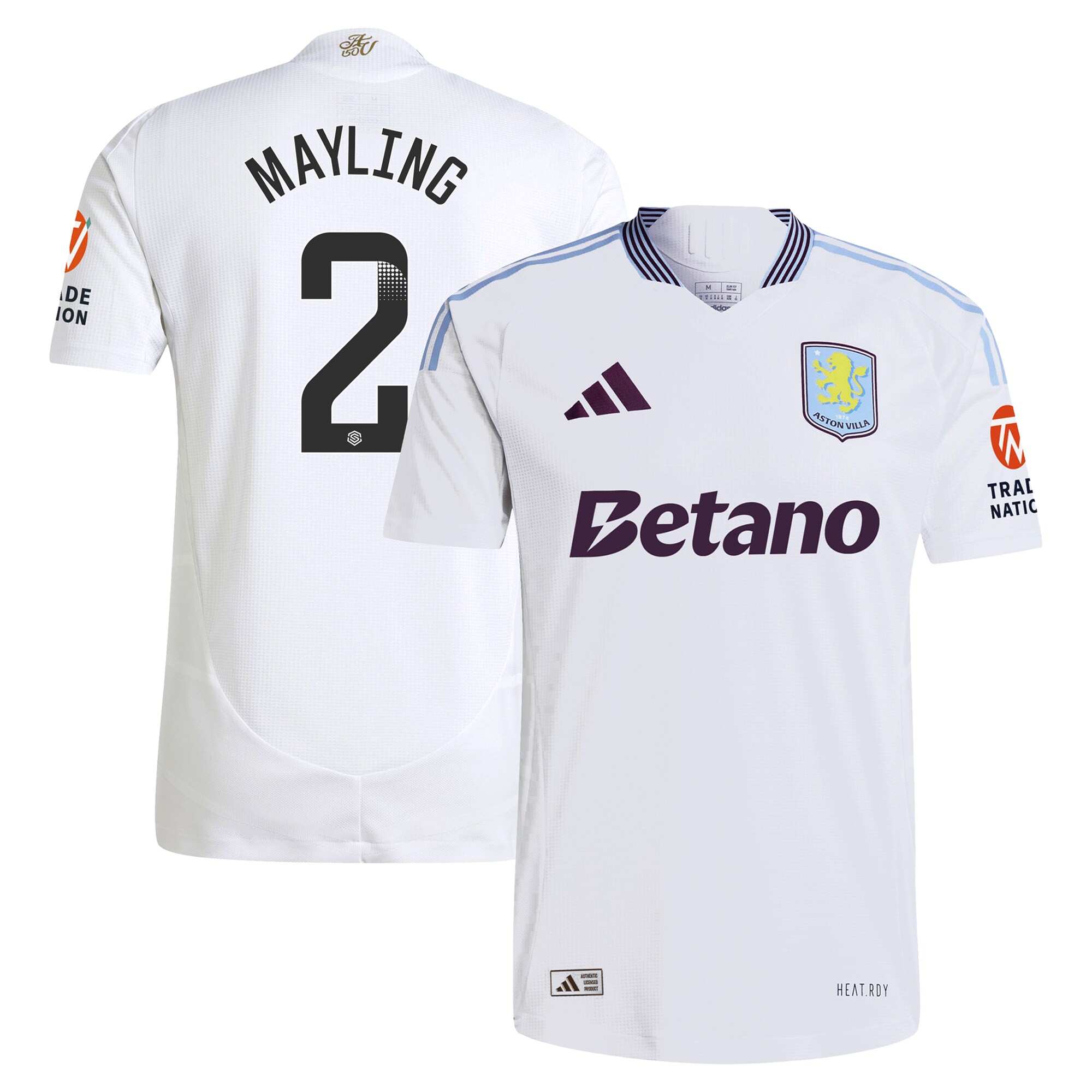aston villa wsl adidas away authentic shirt 2024-25 with mayling 2 printing Collection | Aston Villa Jerseys for True Fans