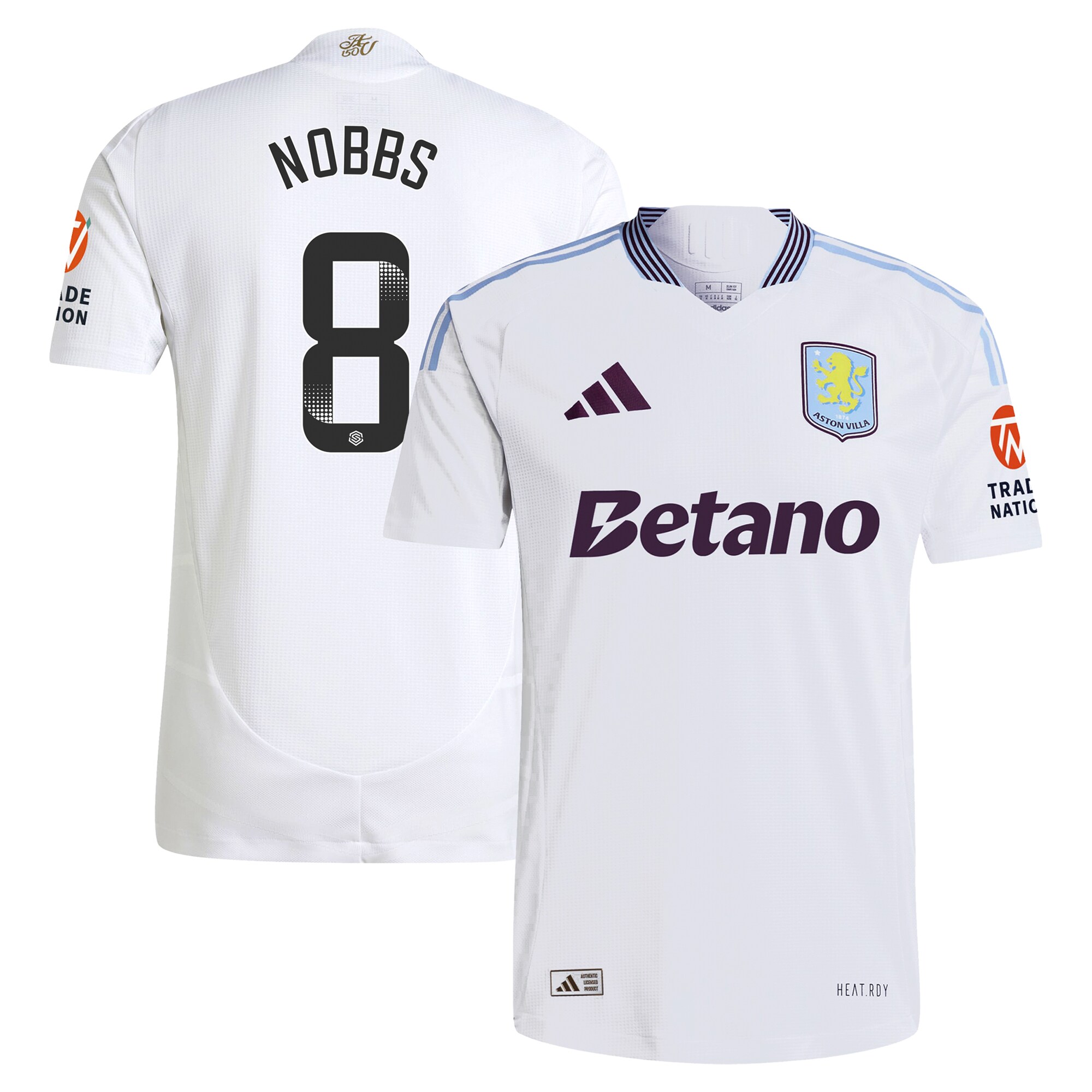 aston villa wsl adidas away authentic shirt 2024-25 with nobbs 8 printing Collection | Aston Villa Jerseys for True Fans