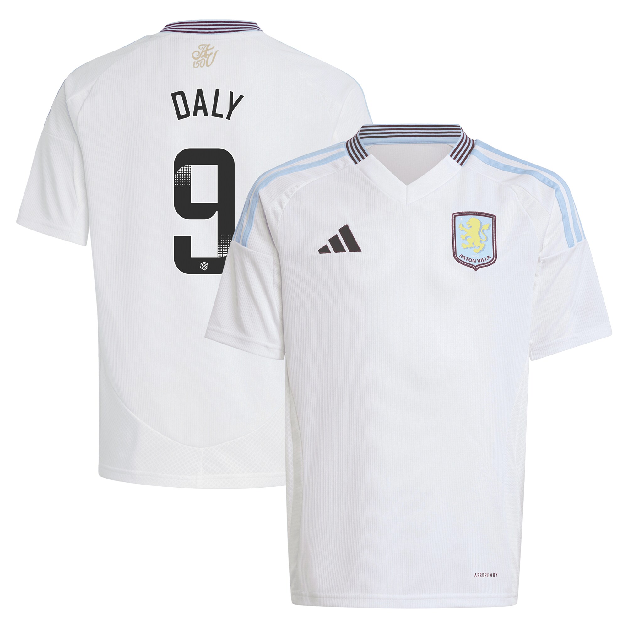 aston villa wsl adidas away shirt 2024-25 – kids with daly 9 printing Collection | Aston Villa Jerseys for True Fans