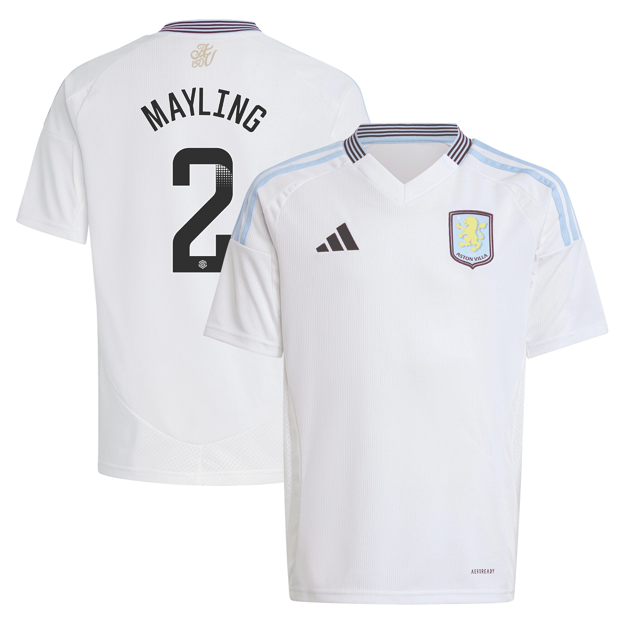 aston villa wsl adidas away shirt 2024-25 – kids with mayling 2 printing Collection | Aston Villa Jerseys for True Fans