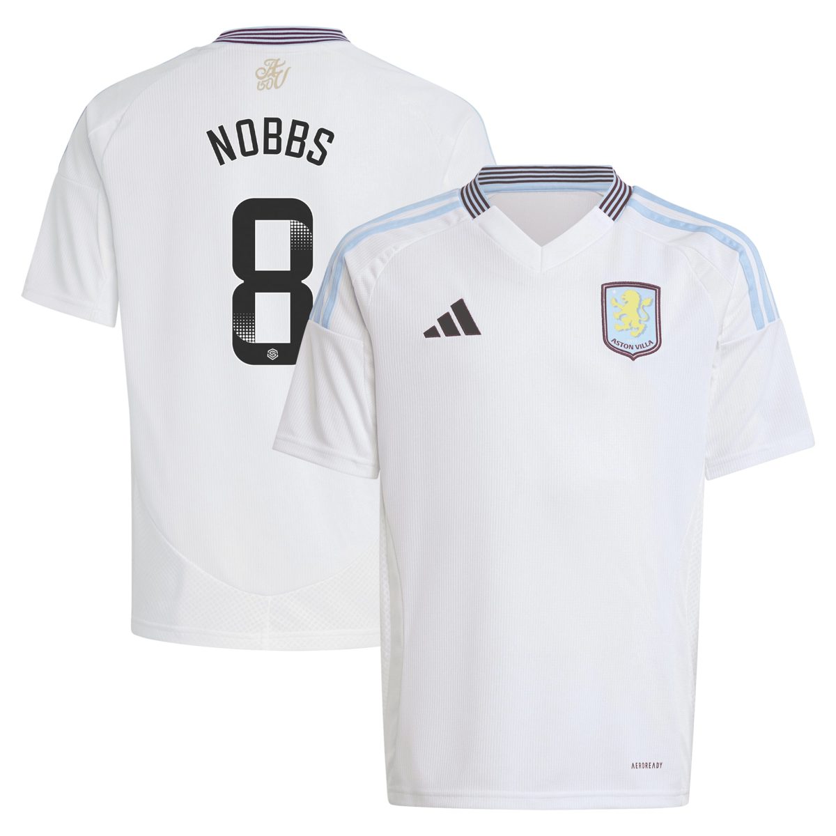 aston villa wsl adidas away shirt 2024-25 – kids with nobbs 8 printing Collection | Aston Villa Jerseys for True Fans