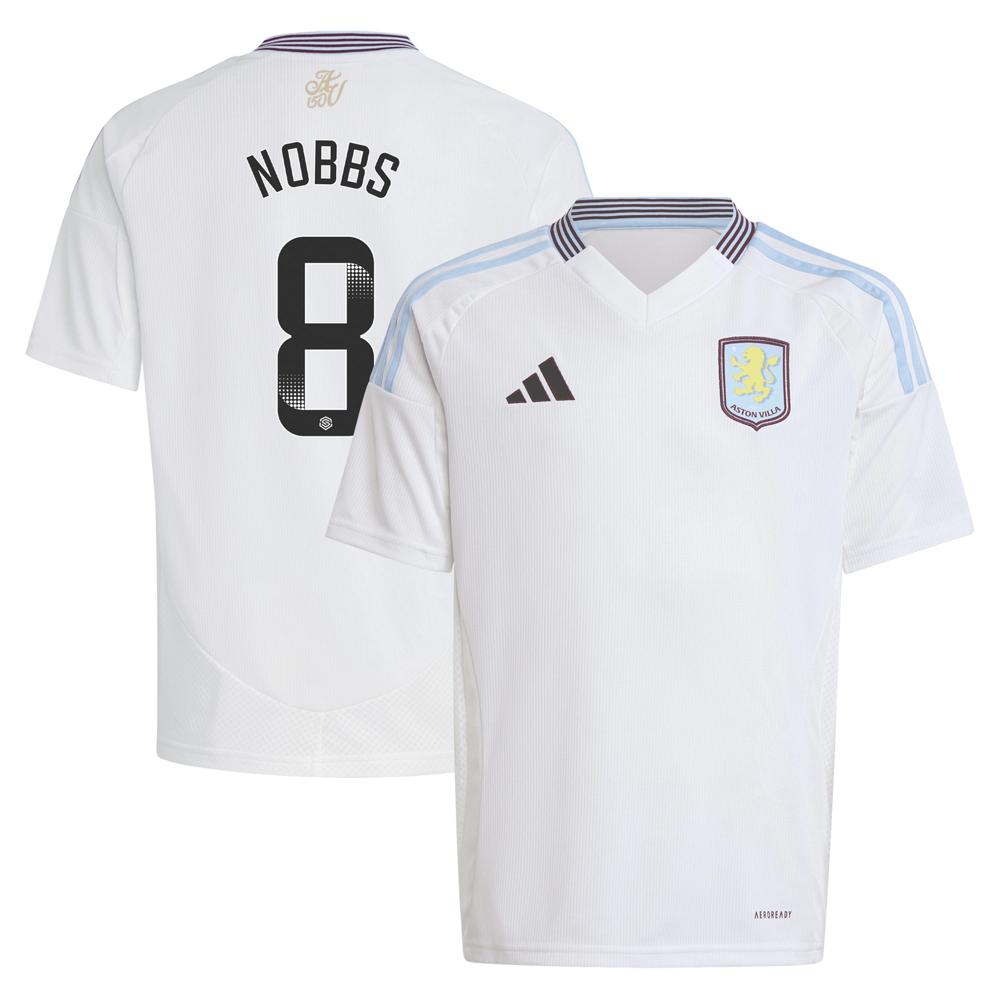 aston villa wsl adidas away shirt 2024-25 – kids with nobbs 8 printing Collection | Aston Villa Jerseys for True Fans