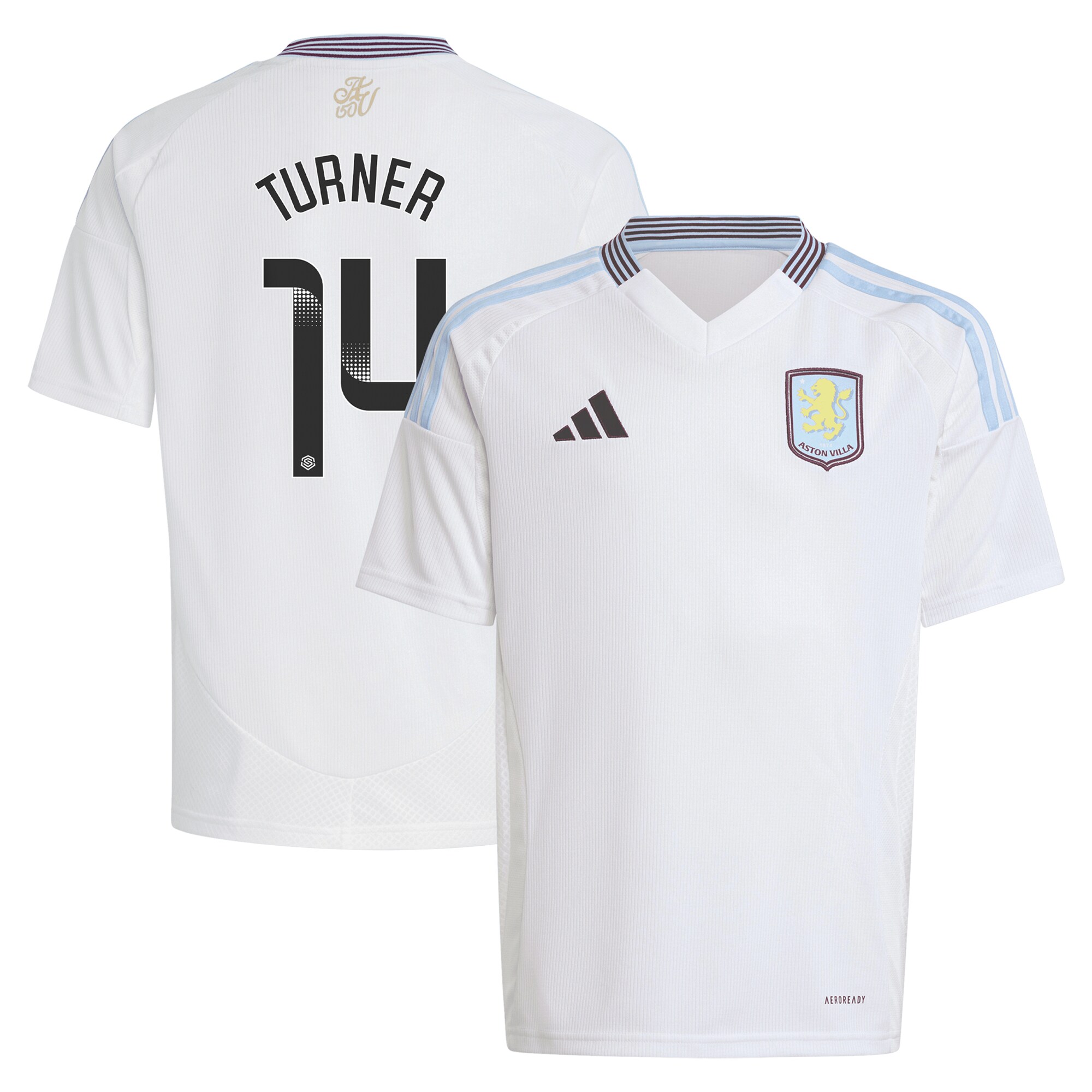 aston villa wsl adidas away shirt 2024-25 – kids with turner 14 printing Collection | Aston Villa Jerseys for True Fans