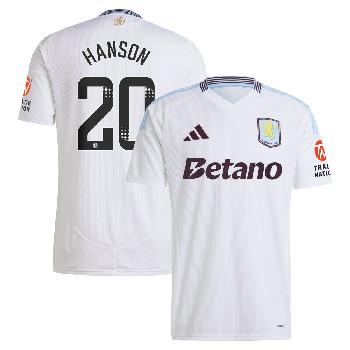 aston villa wsl adidas away shirt 2024-25 with hanson 20 printing Collection | Aston Villa Jerseys for True Fans