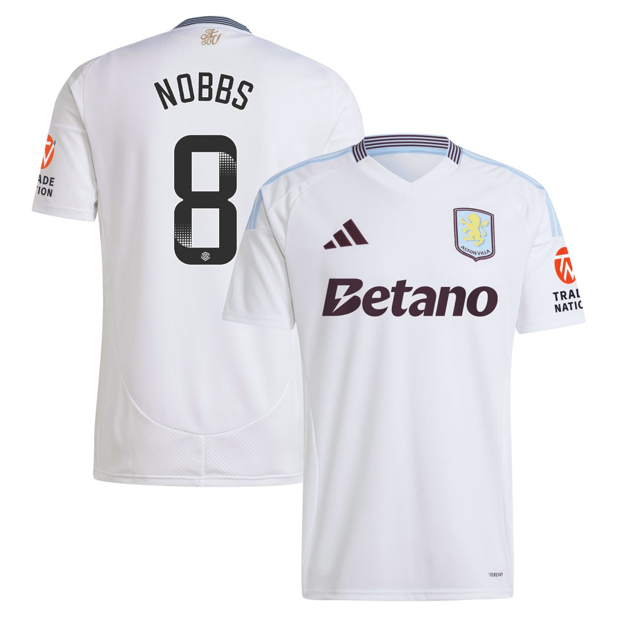 aston villa wsl adidas away shirt 2024-25 with nobbs 8 printing Collection | Aston Villa Jerseys for True Fans