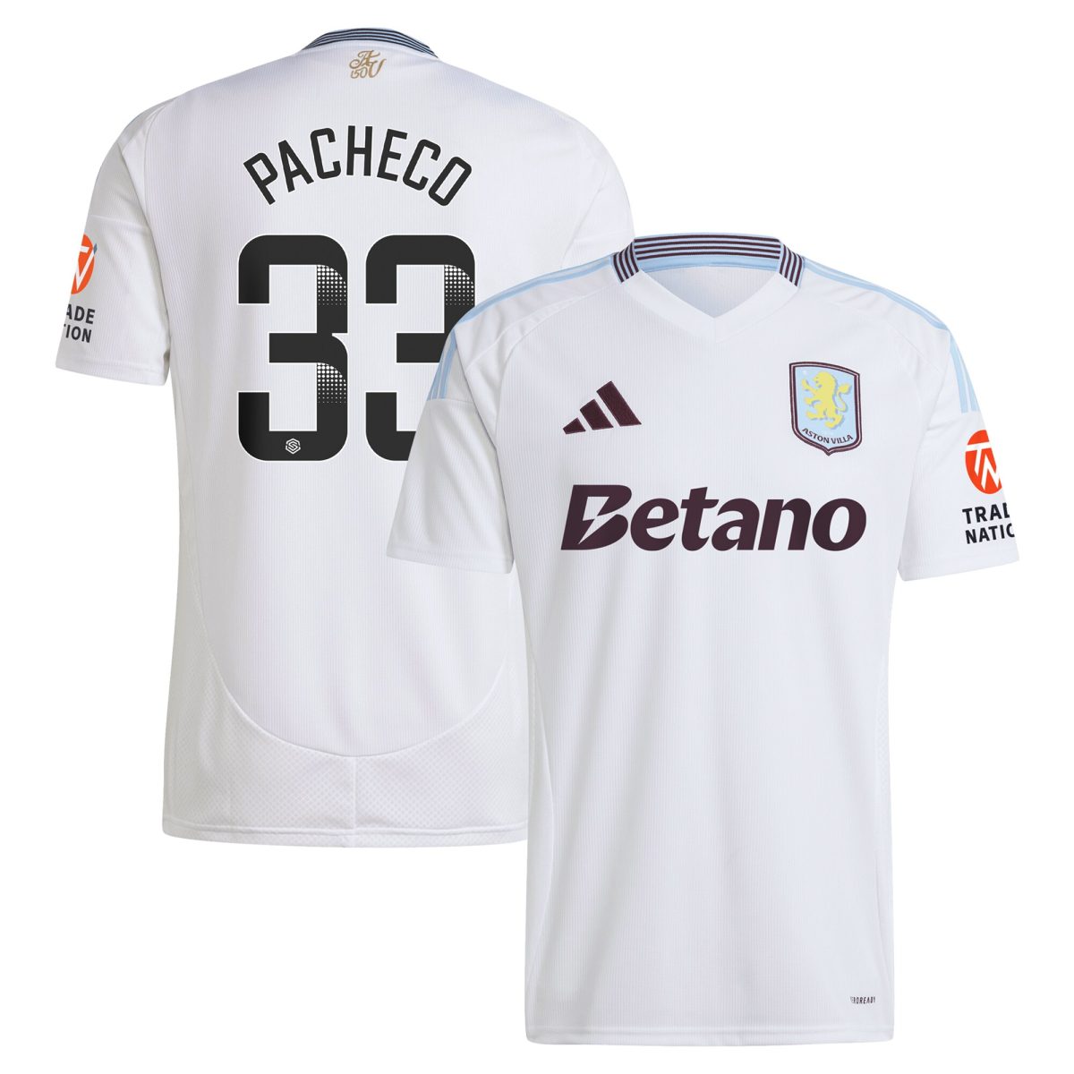 aston villa wsl adidas away shirt 2024-25 with pacheco 33 printing Collection | Aston Villa Jerseys for True Fans
