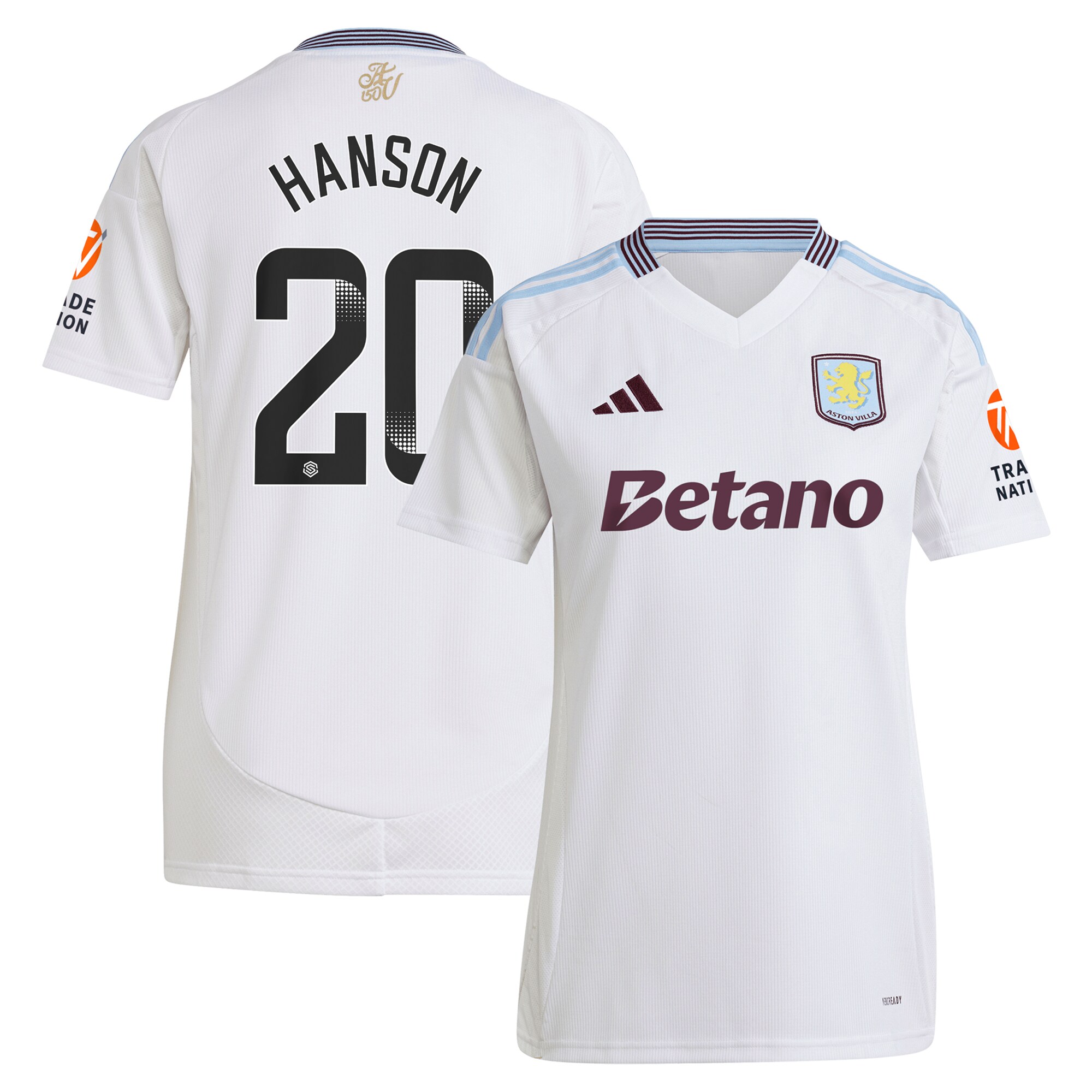 aston villa wsl adidas away shirt 2024-25 – womens with hanson 20 printing Collection | Aston Villa Jerseys for True Fans