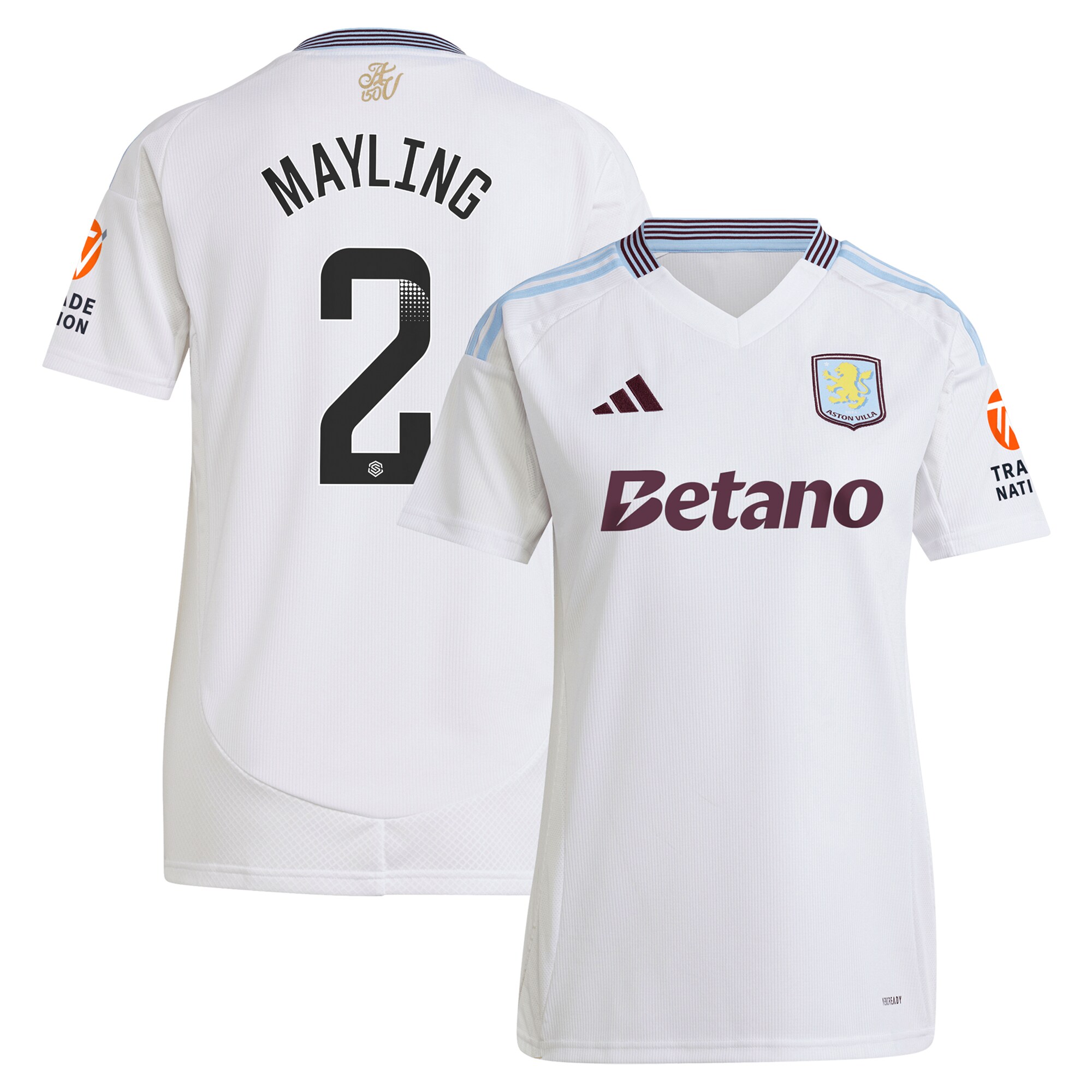 aston villa wsl adidas away shirt 2024-25 – womens with mayling 2 printing Collection | Aston Villa Jerseys for True Fans