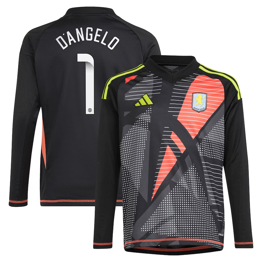 aston villa wsl adidas goalkeeper shirt 2024-25 – long sleeve – kids with d8217angelo 1 printing Collection | Aston Villa Jerseys for True Fans