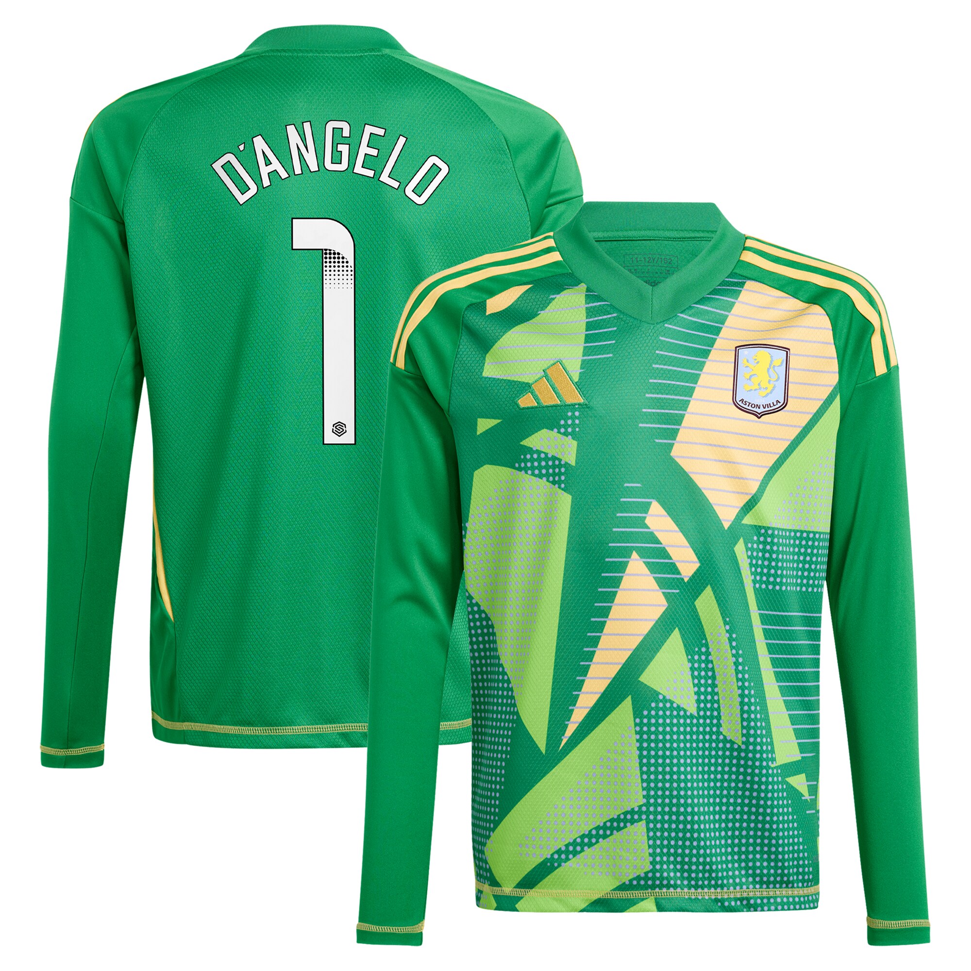 aston villa wsl adidas goalkeeper shirt 2024-25 – long sleeve – kids with dangelo 1 printing – 202712206-01 Collection | Aston Villa Jerseys for True Fans