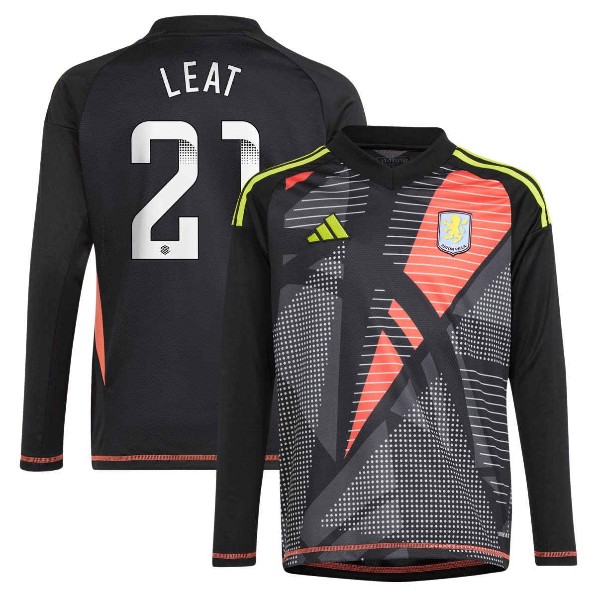 aston villa wsl adidas goalkeeper shirt 2024-25 – long sleeve – kids with leat 21 printing Collection | Aston Villa Jerseys for True Fans
