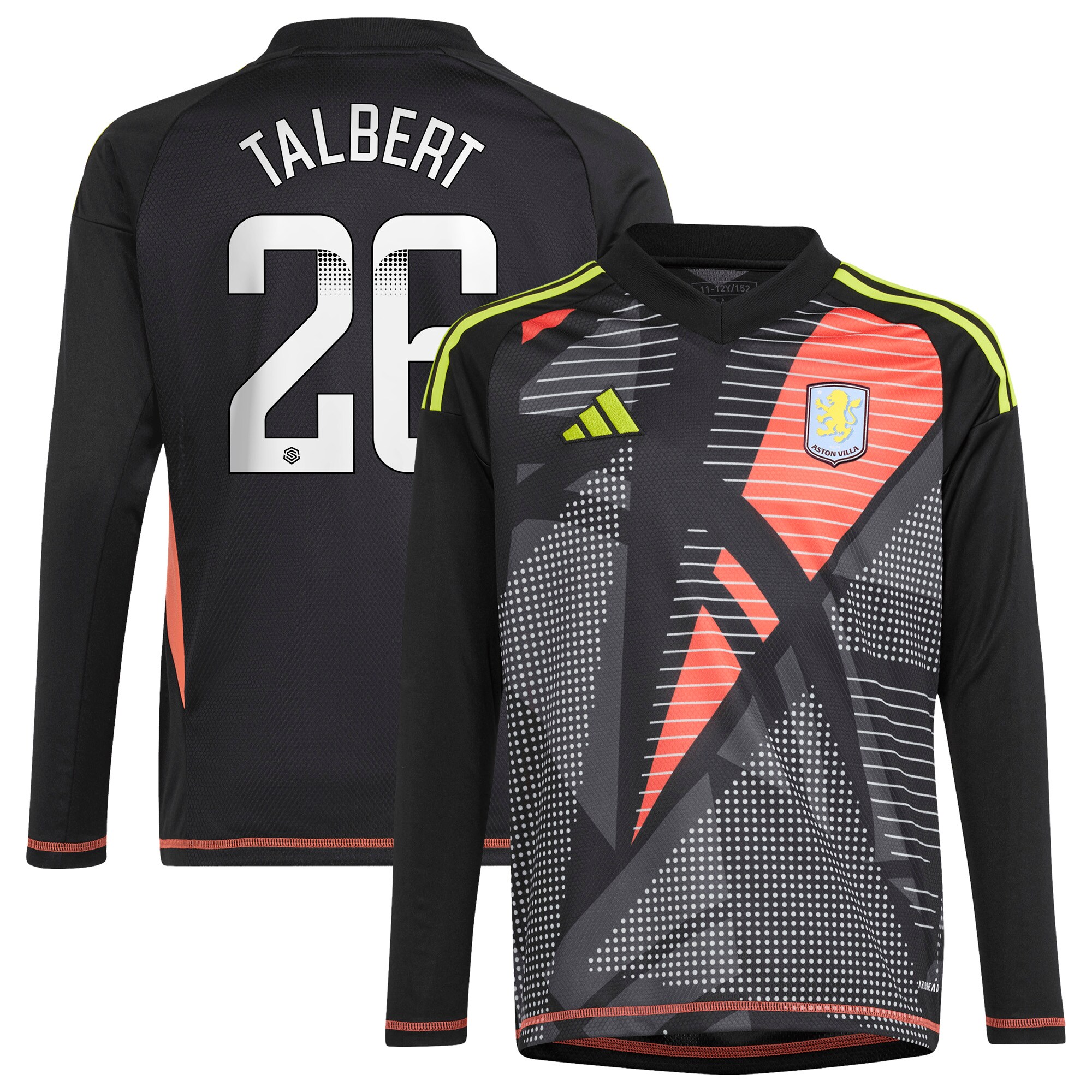 aston villa wsl adidas goalkeeper shirt 2024-25 – long sleeve – kids with talbert 26 printing Collection | Aston Villa Jerseys for True Fans