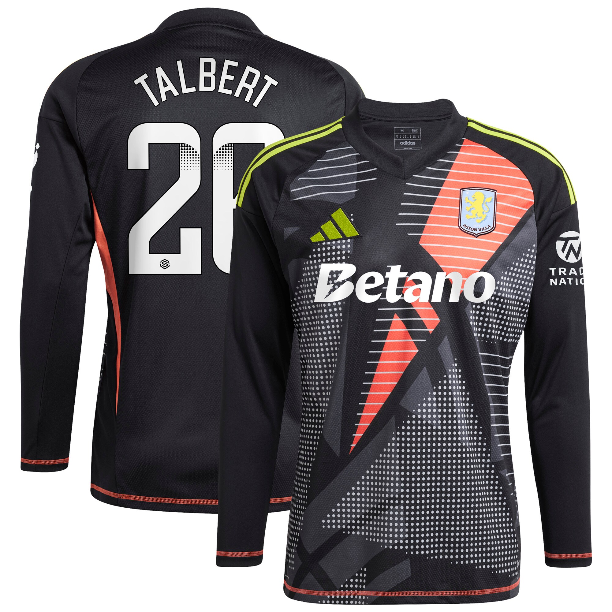 aston villa wsl adidas goalkeeper shirt 2024-25 – long sleeve with talbert 26 printing Collection | Aston Villa Jerseys for True Fans