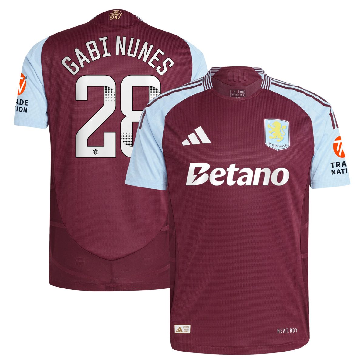 aston villa wsl adidas home authentic shirt 2024-25 with gabi nunes 28 printing Collection | Aston Villa Jerseys for True Fans