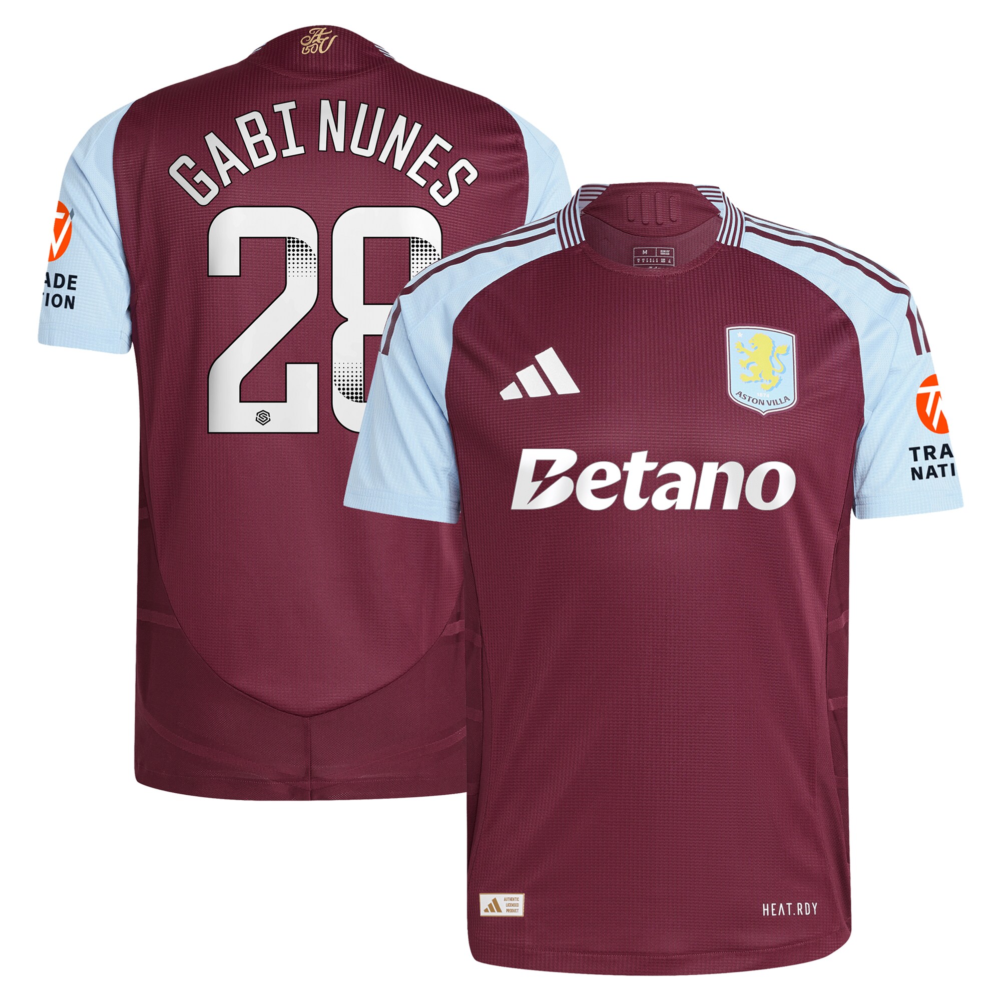 aston villa wsl adidas home authentic shirt 2024-25 with gabi nunes 28 printing Collection | Aston Villa Jerseys for True Fans