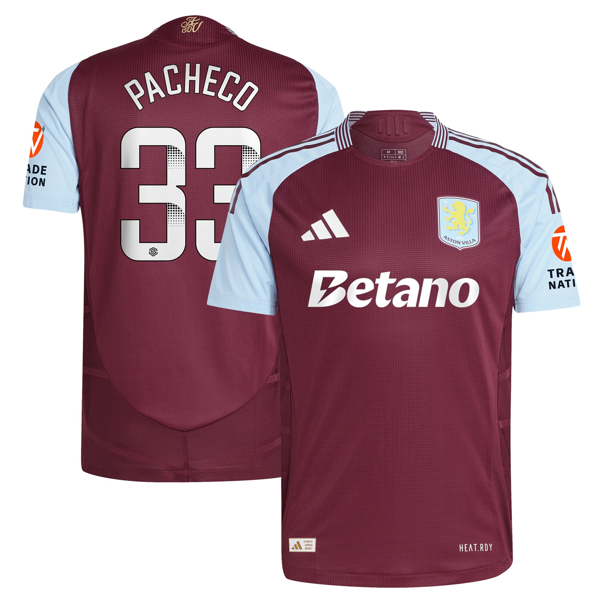 aston villa wsl adidas home authentic shirt 2024-25 with pacheco 33 printing Collection | Aston Villa Jerseys for True Fans