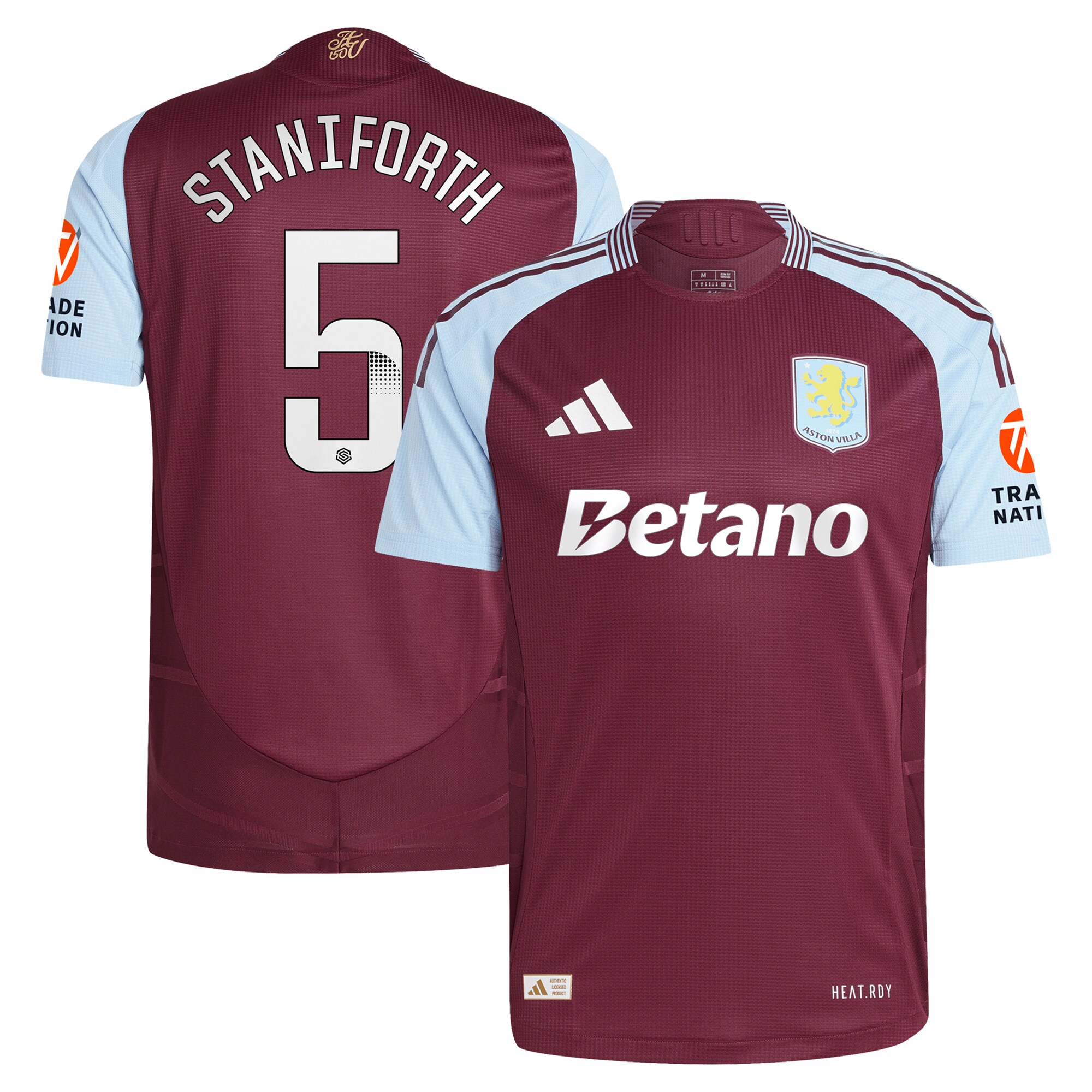 aston villa wsl adidas home authentic shirt 2024-25 with staniforth 5 printing Collection | Aston Villa Jerseys for True Fans