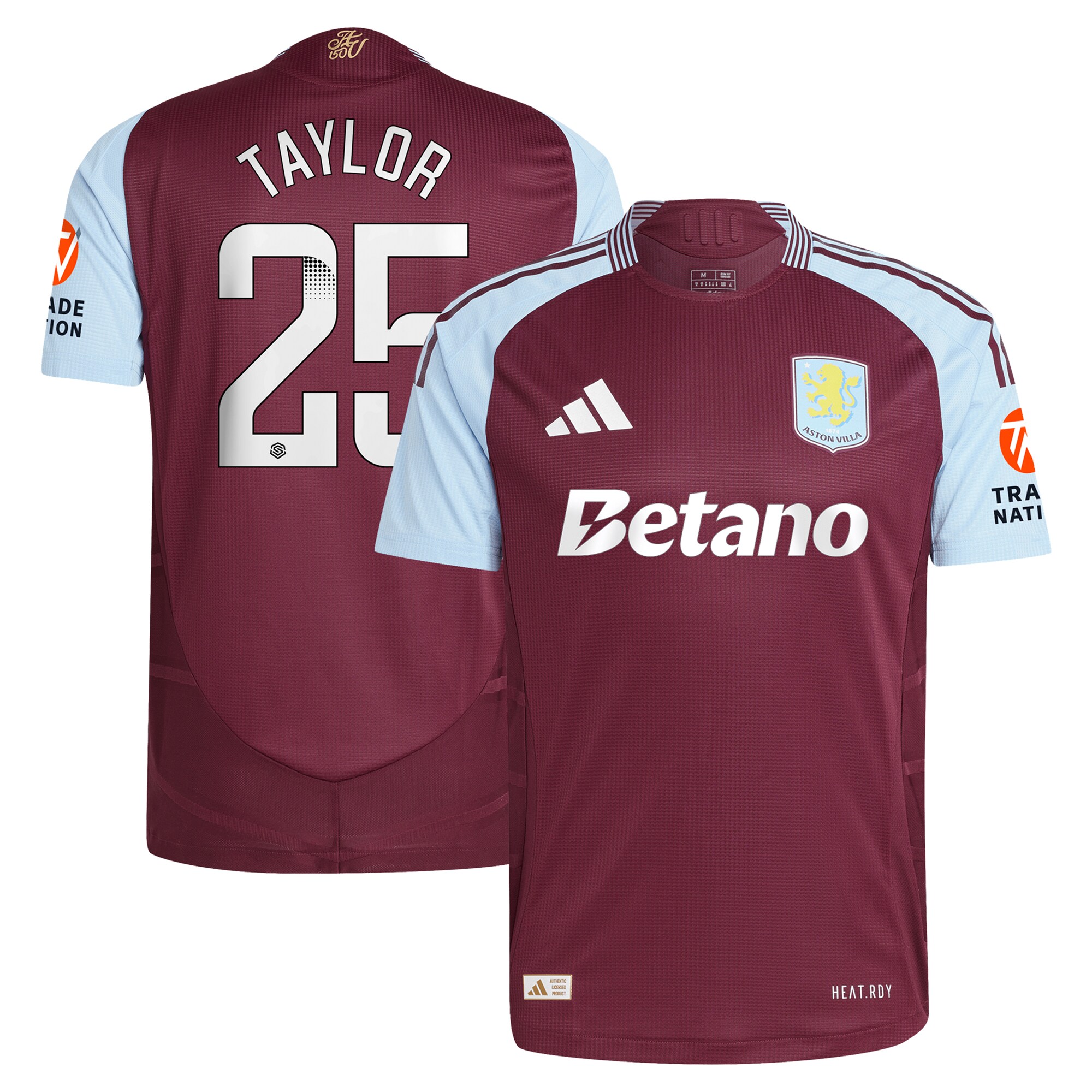 aston villa wsl adidas home authentic shirt 2024-25 with taylor 25 printing Collection | Aston Villa Jerseys for True Fans