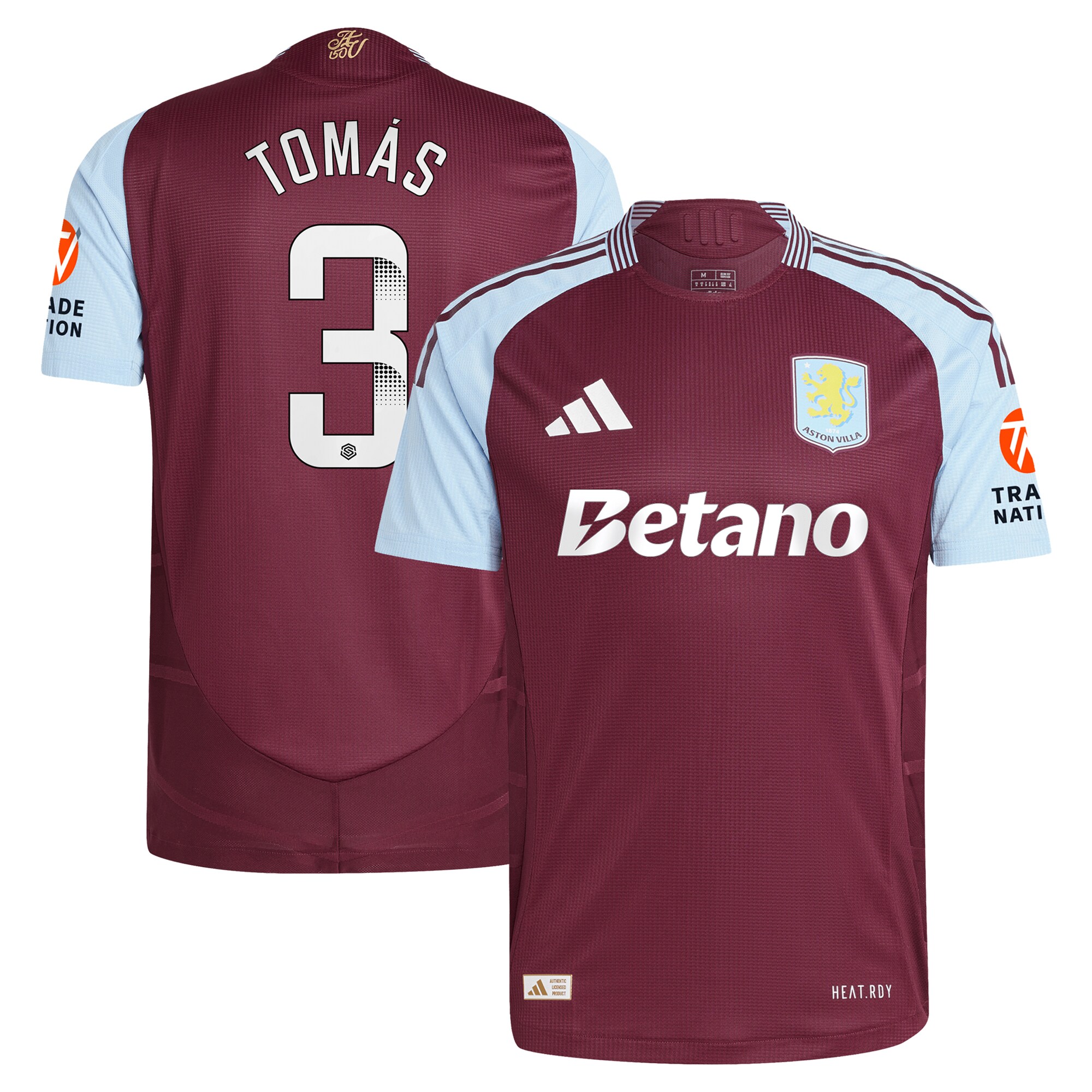 aston villa wsl adidas home authentic shirt 2024-25 with tomás 3 printing Collection | Aston Villa Jerseys for True Fans