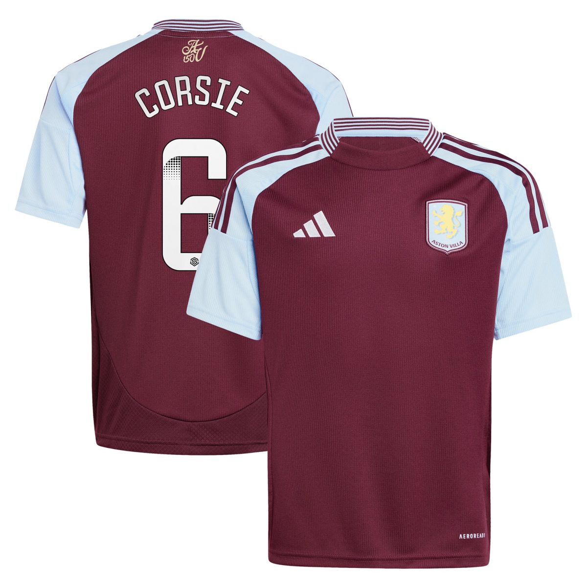 aston villa wsl adidas home shirt 2024-25 – kids with corsie 6 printing Collection | Aston Villa Jerseys for True Fans