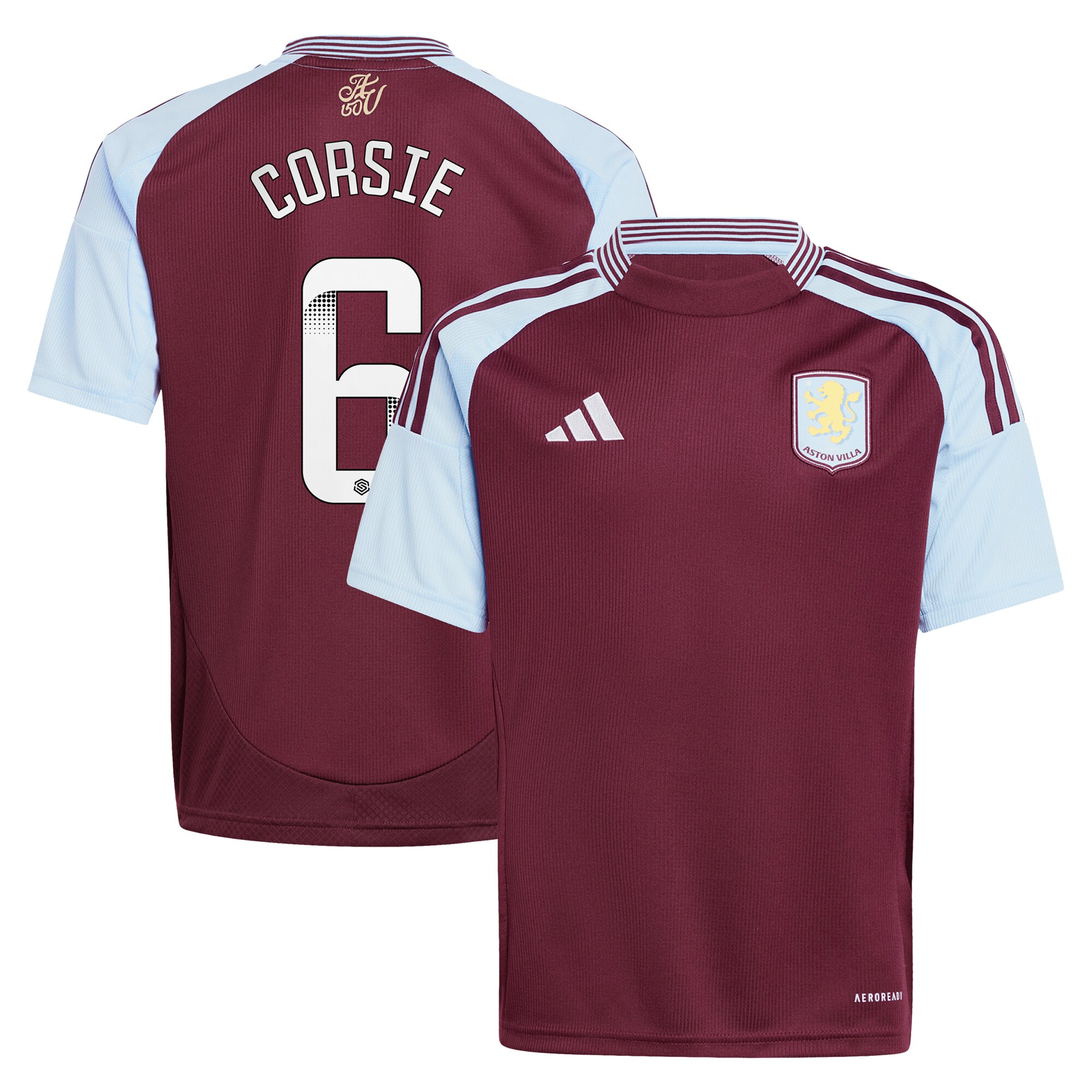 aston villa wsl adidas home shirt 2024-25 – kids with corsie 6 printing Collection | Aston Villa Jerseys for True Fans