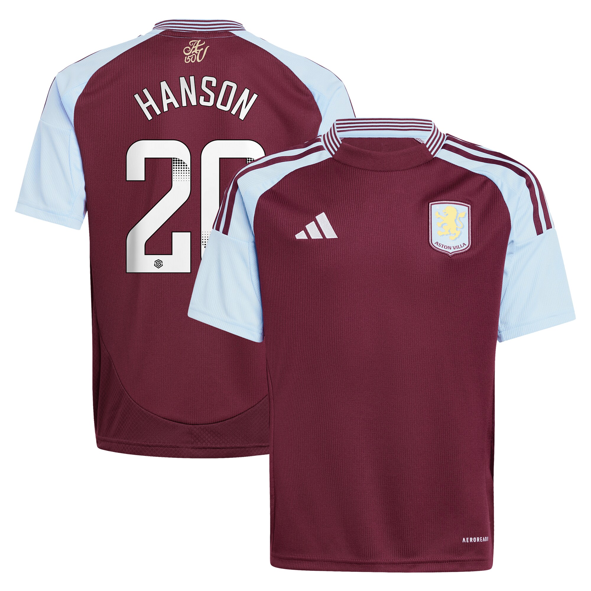 aston villa wsl adidas home shirt 2024-25 – kids with hanson 20 printing Collection | Aston Villa Jerseys for True Fans