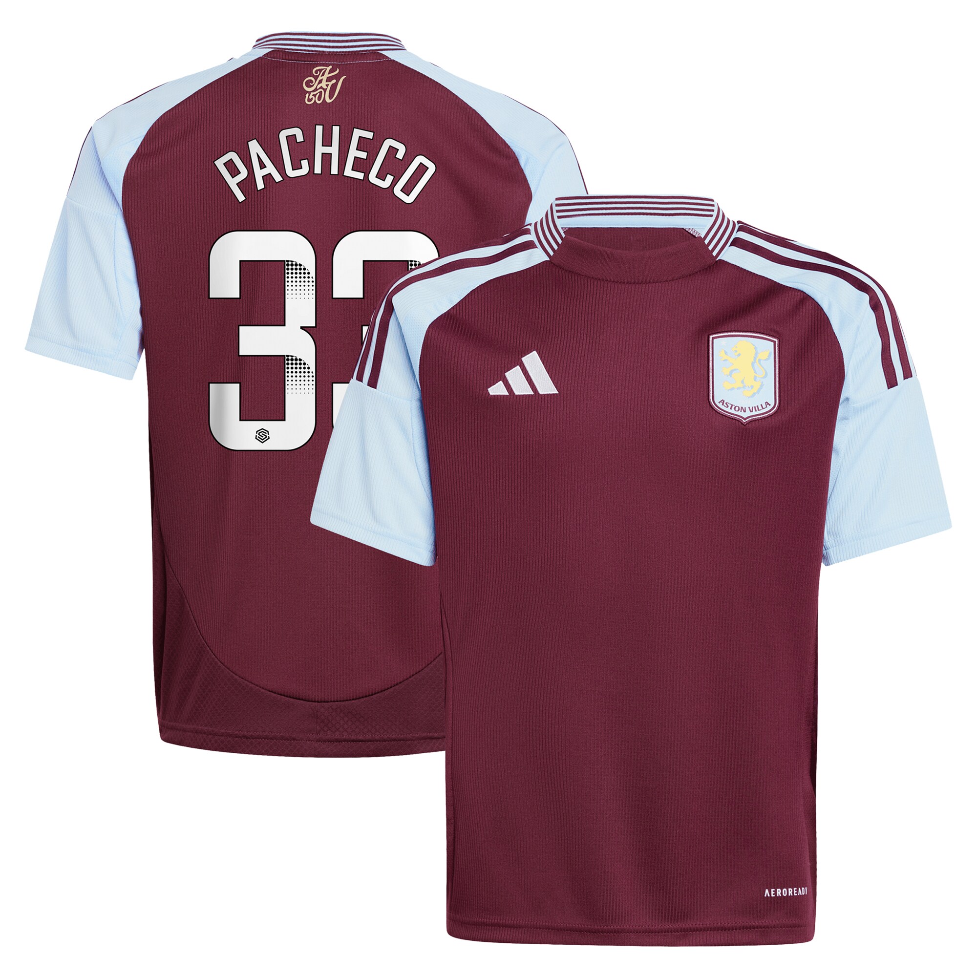 aston villa wsl adidas home shirt 2024-25 – kids with pacheco 33 printing Collection | Aston Villa Jerseys for True Fans