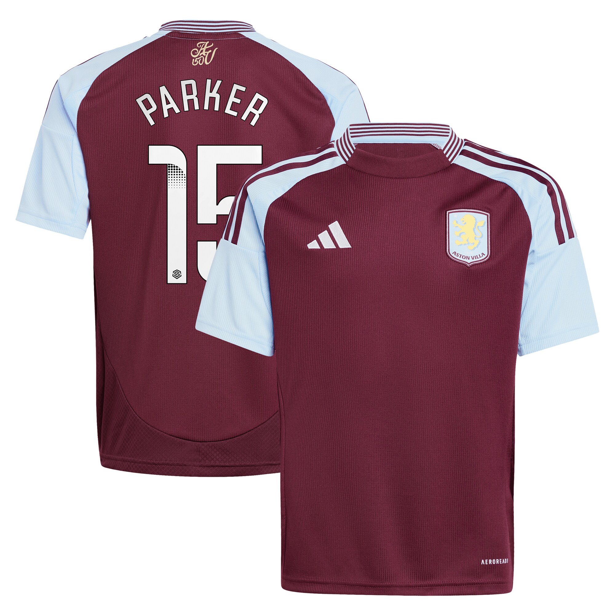 aston villa wsl adidas home shirt 2024-25 – kids with parker 15 printing Collection | Aston Villa Jerseys for True Fans