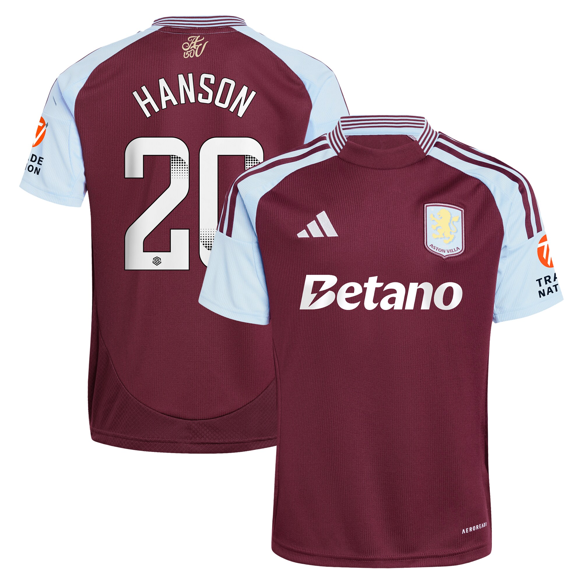 aston villa wsl adidas home shirt 2024-25 with hanson 20 printing Collection | Aston Villa Jerseys for True Fans