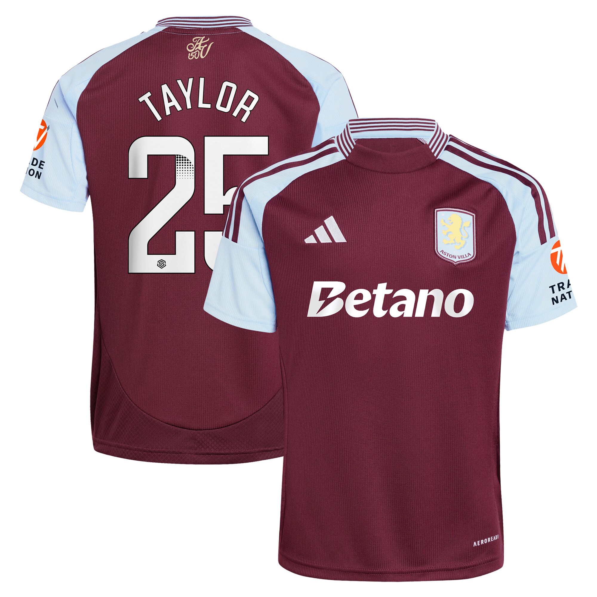 aston villa wsl adidas home shirt 2024-25 with taylor 25 printing Collection | Aston Villa Jerseys for True Fans