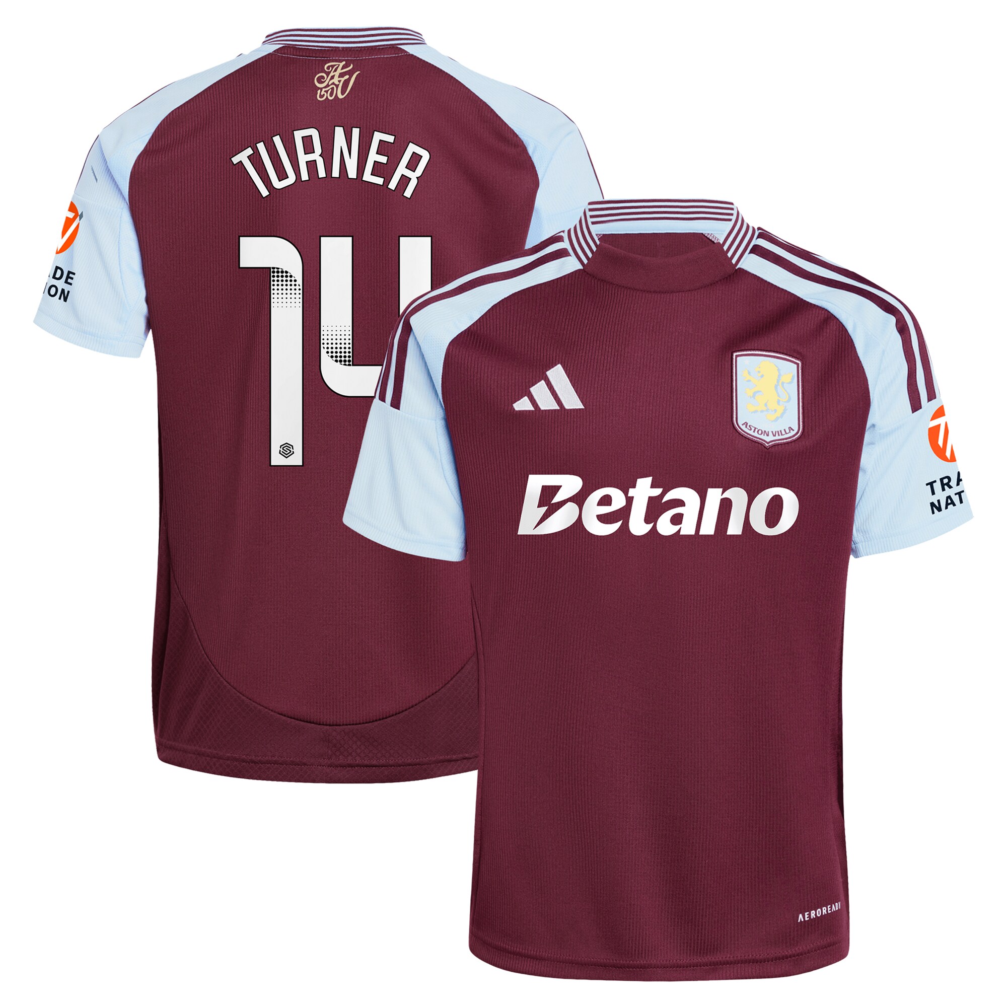 aston villa wsl adidas home shirt 2024-25 with turner 14 printing Collection | Aston Villa Jerseys for True Fans