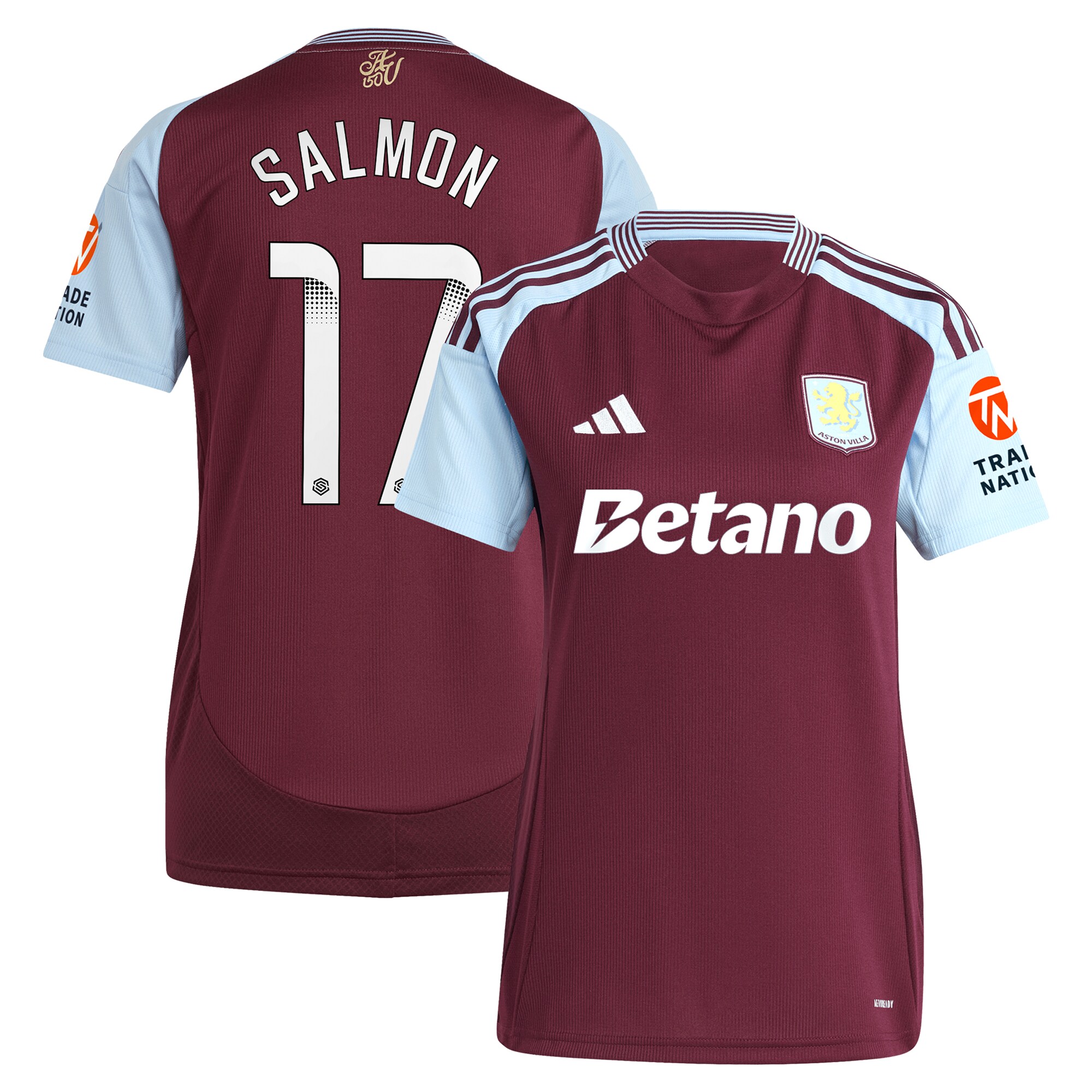 aston villa wsl adidas home shirt 2024-25 – womens with salmon 17 printing Collection | Aston Villa Jerseys for True Fans