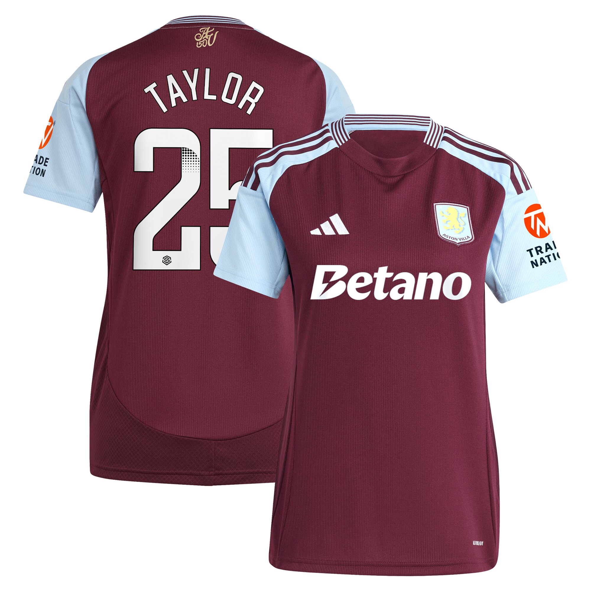 aston villa wsl adidas home shirt 2024-25 – womens with taylor 25 printing Collection | Aston Villa Jerseys for True Fans